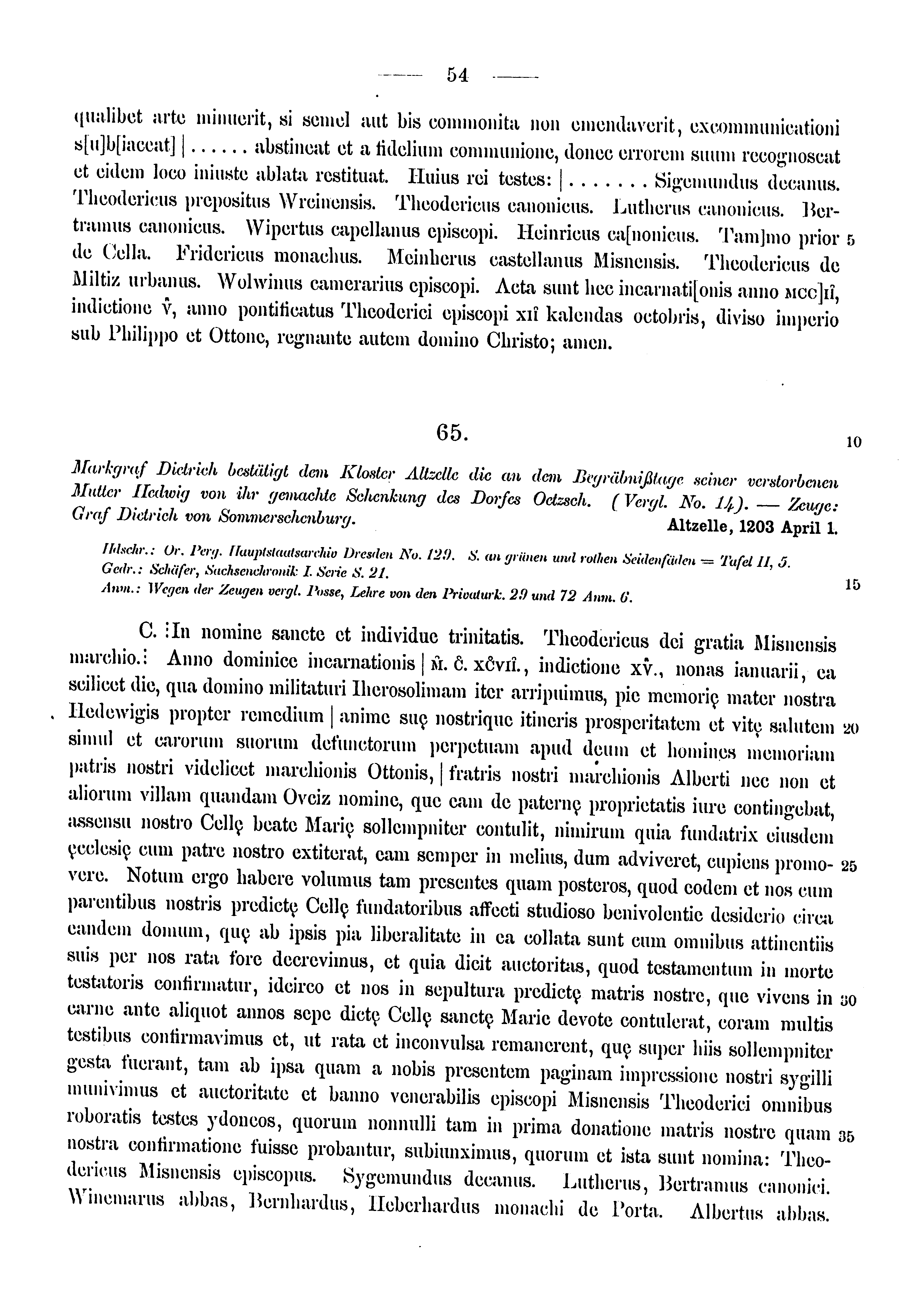 Historische Urkunde Seite 54 aus Band cds1a3