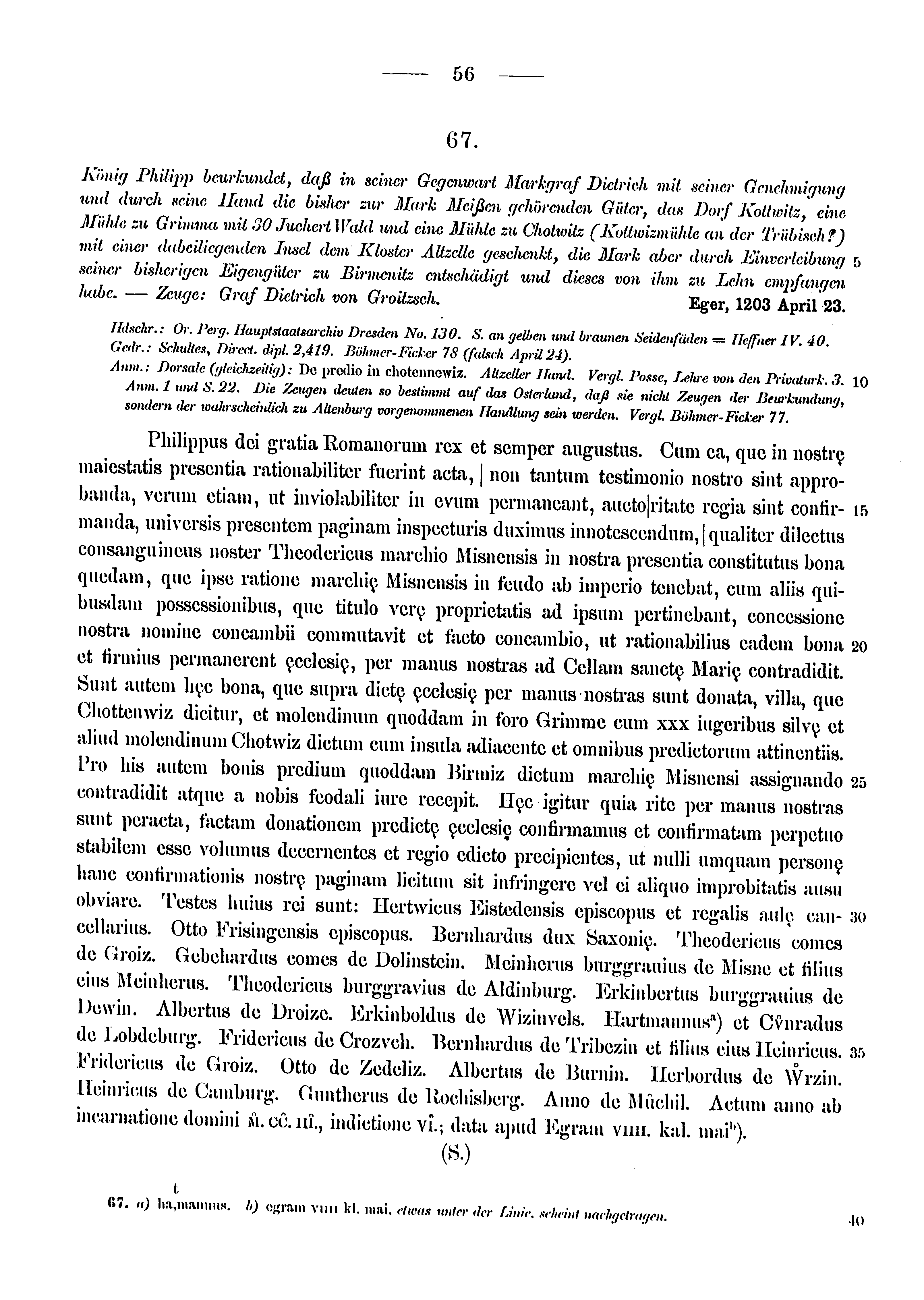 Historische Urkunde Seite 56 aus Band cds1a3