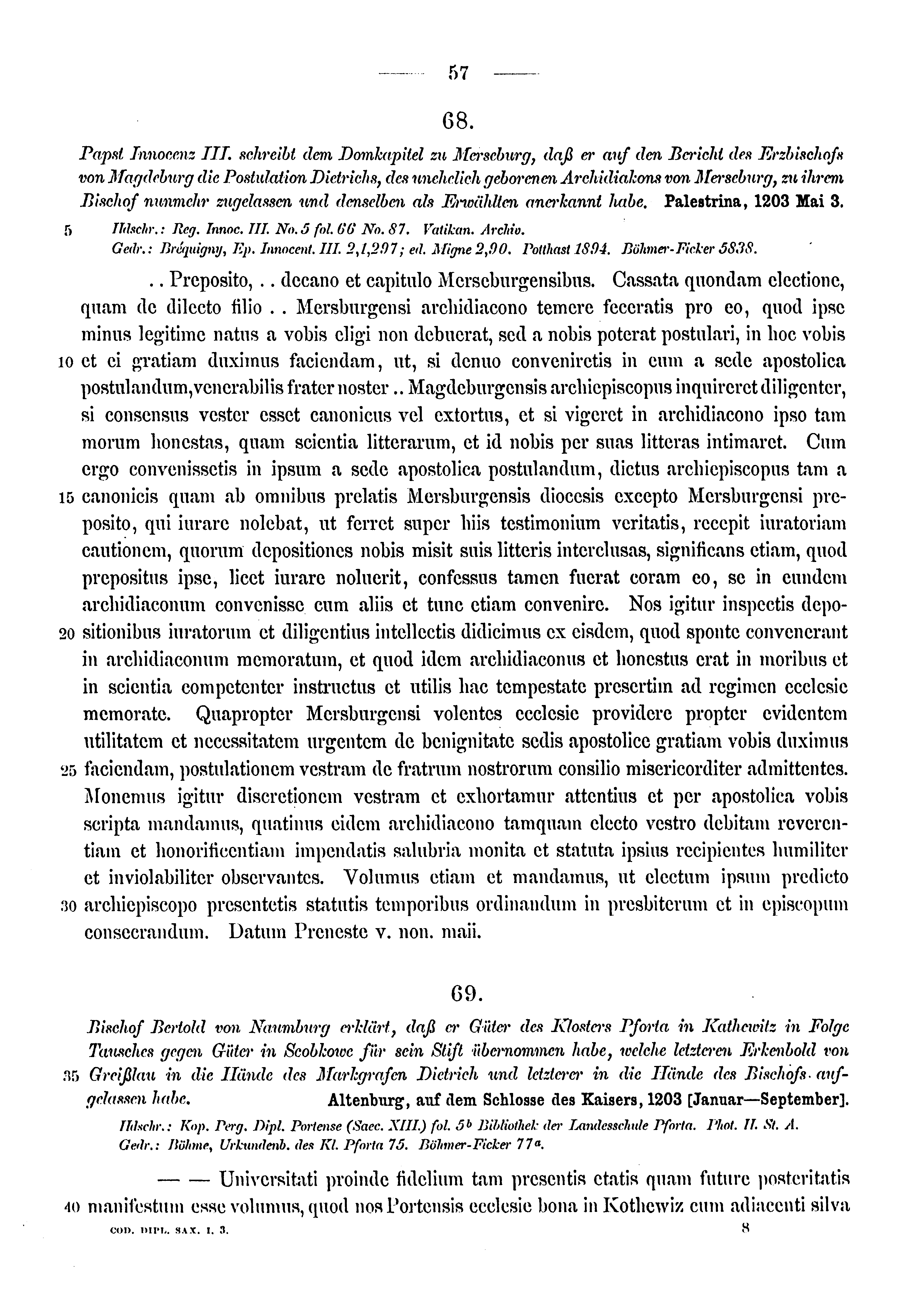 Historische Urkunde Seite 57 aus Band cds1a3