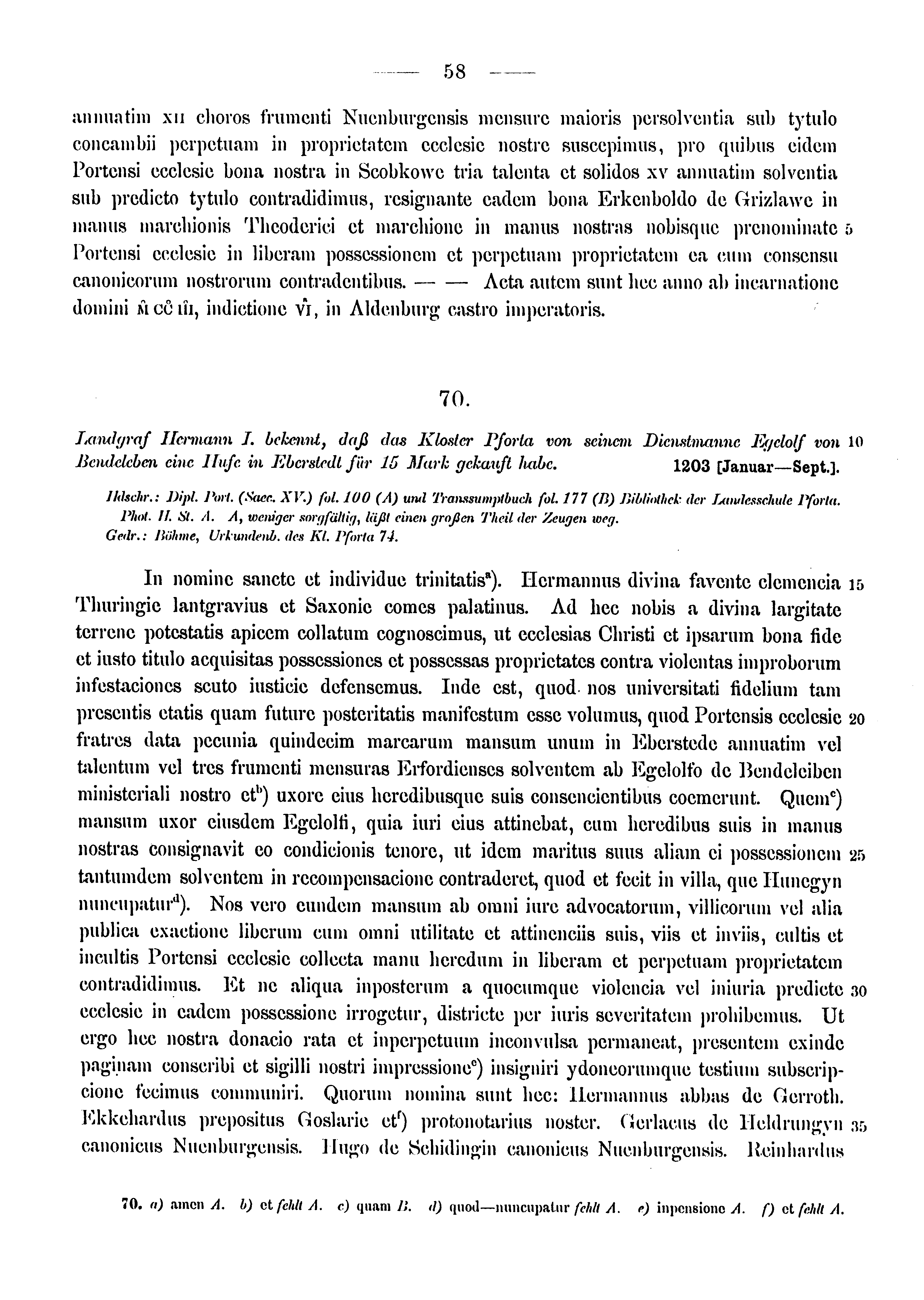 Historische Urkunde Seite 58 aus Band cds1a3