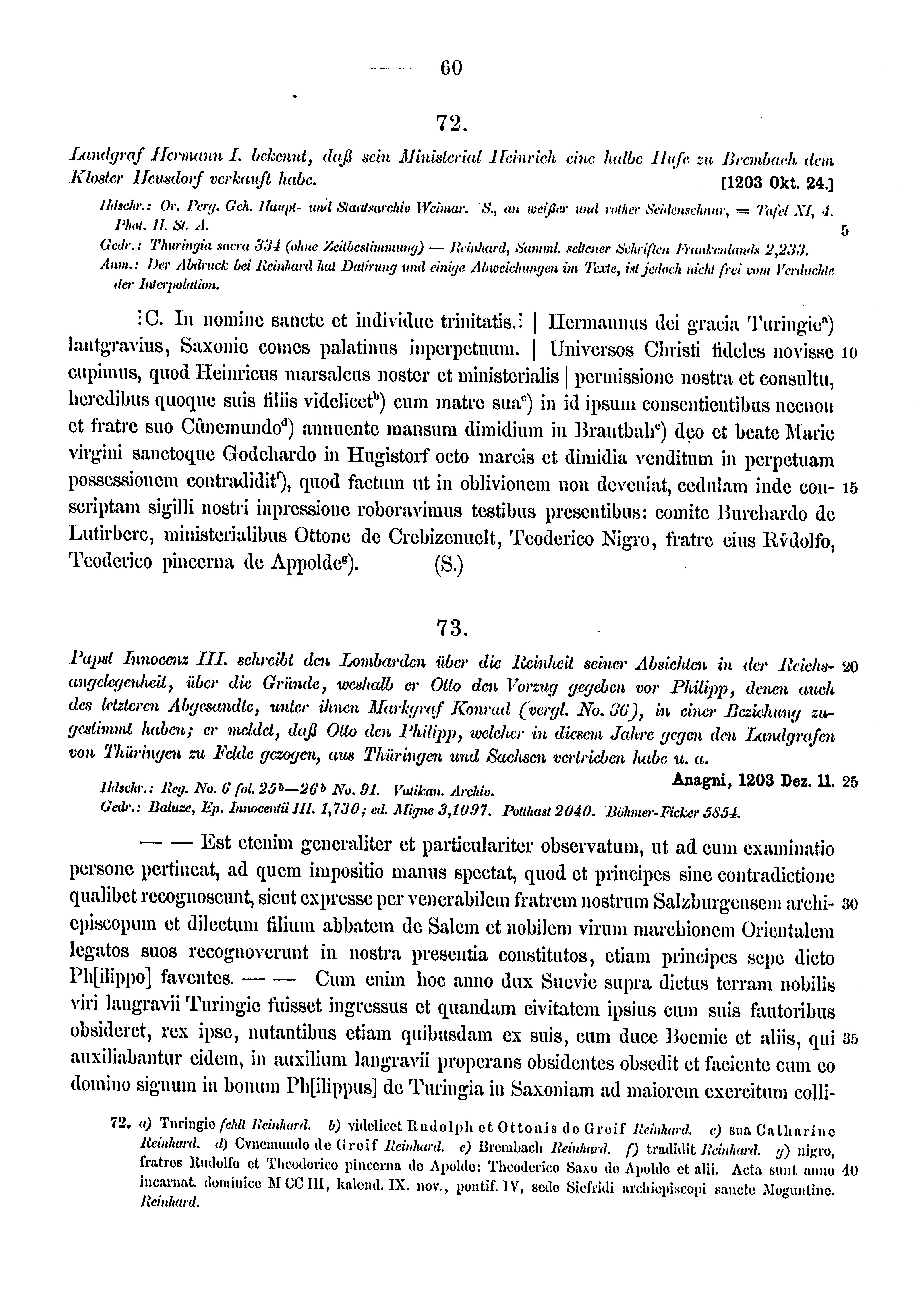 Historische Urkunde Seite 60 aus Band cds1a3