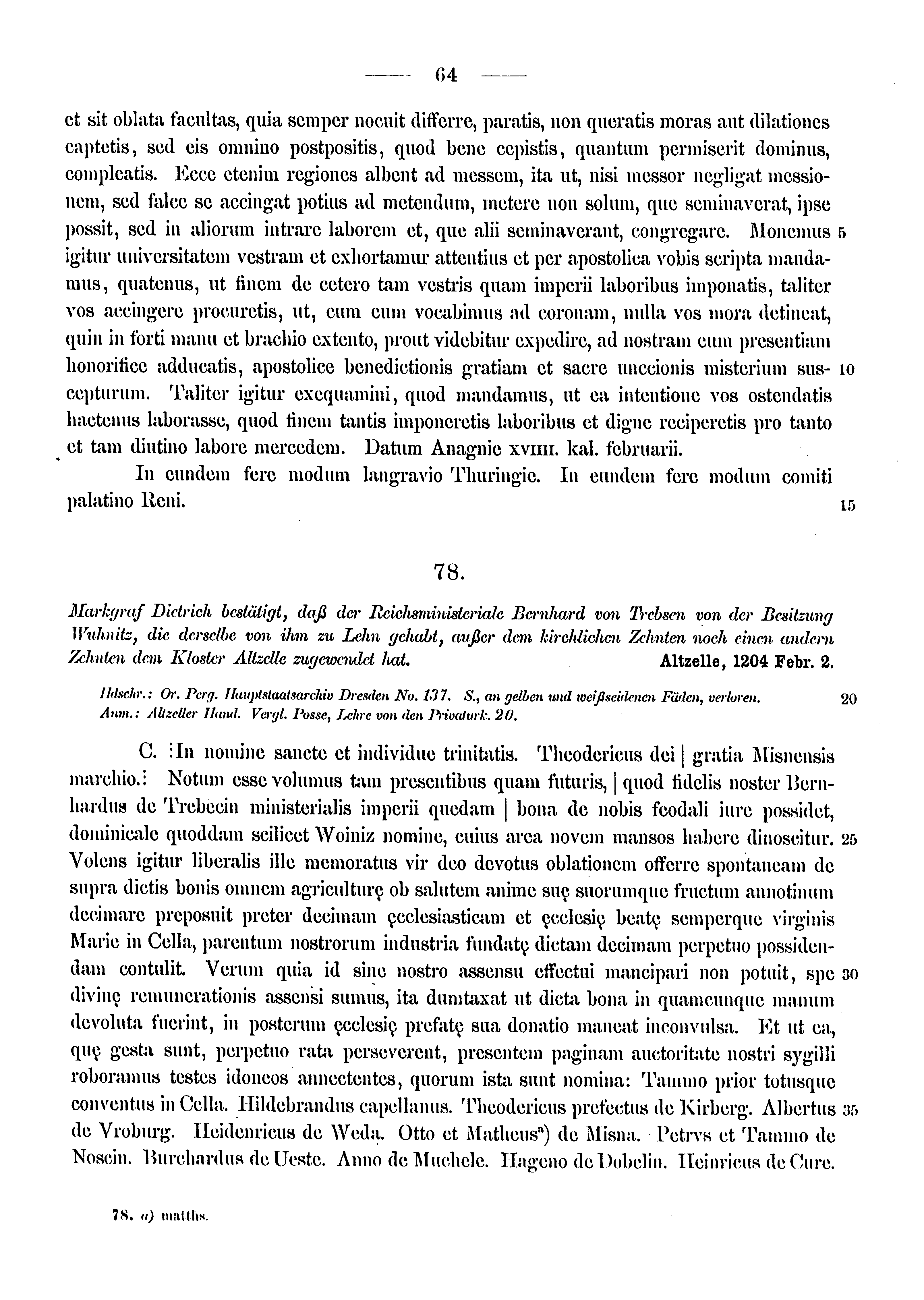 Historische Urkunde Seite 64 aus Band cds1a3