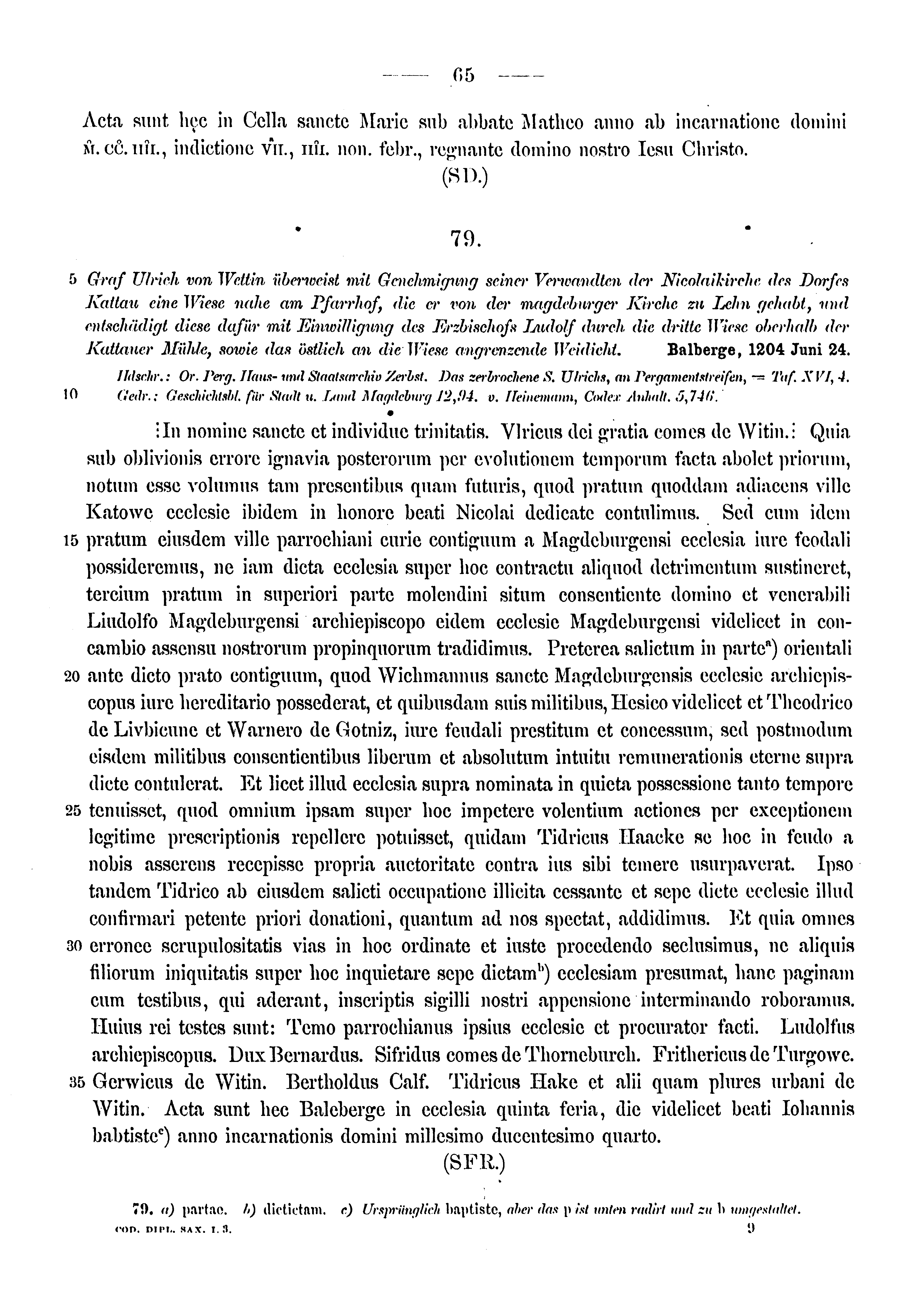 Historische Urkunde Seite 65 aus Band cds1a3