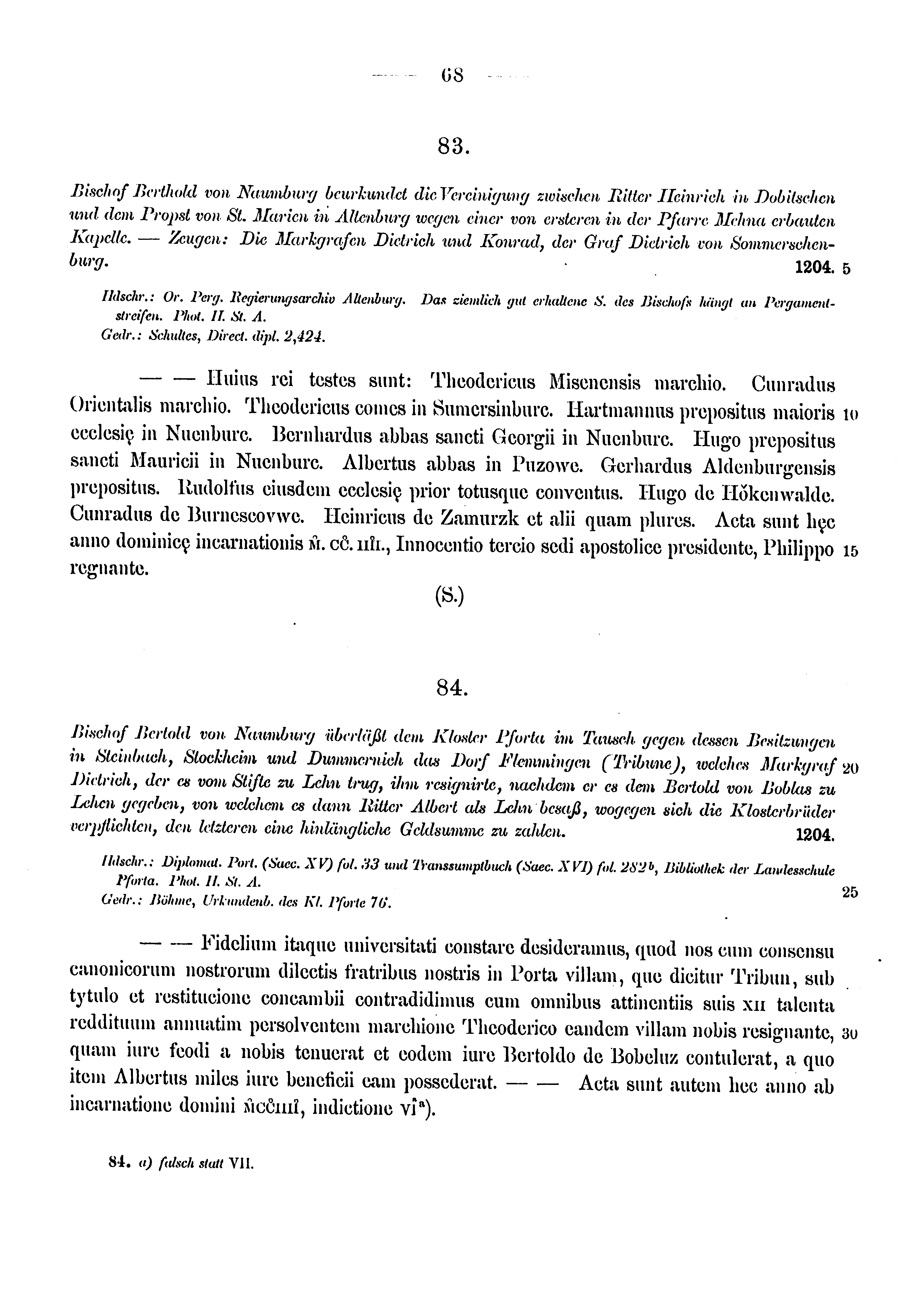 Historische Urkunde Seite 68 aus Band cds1a3