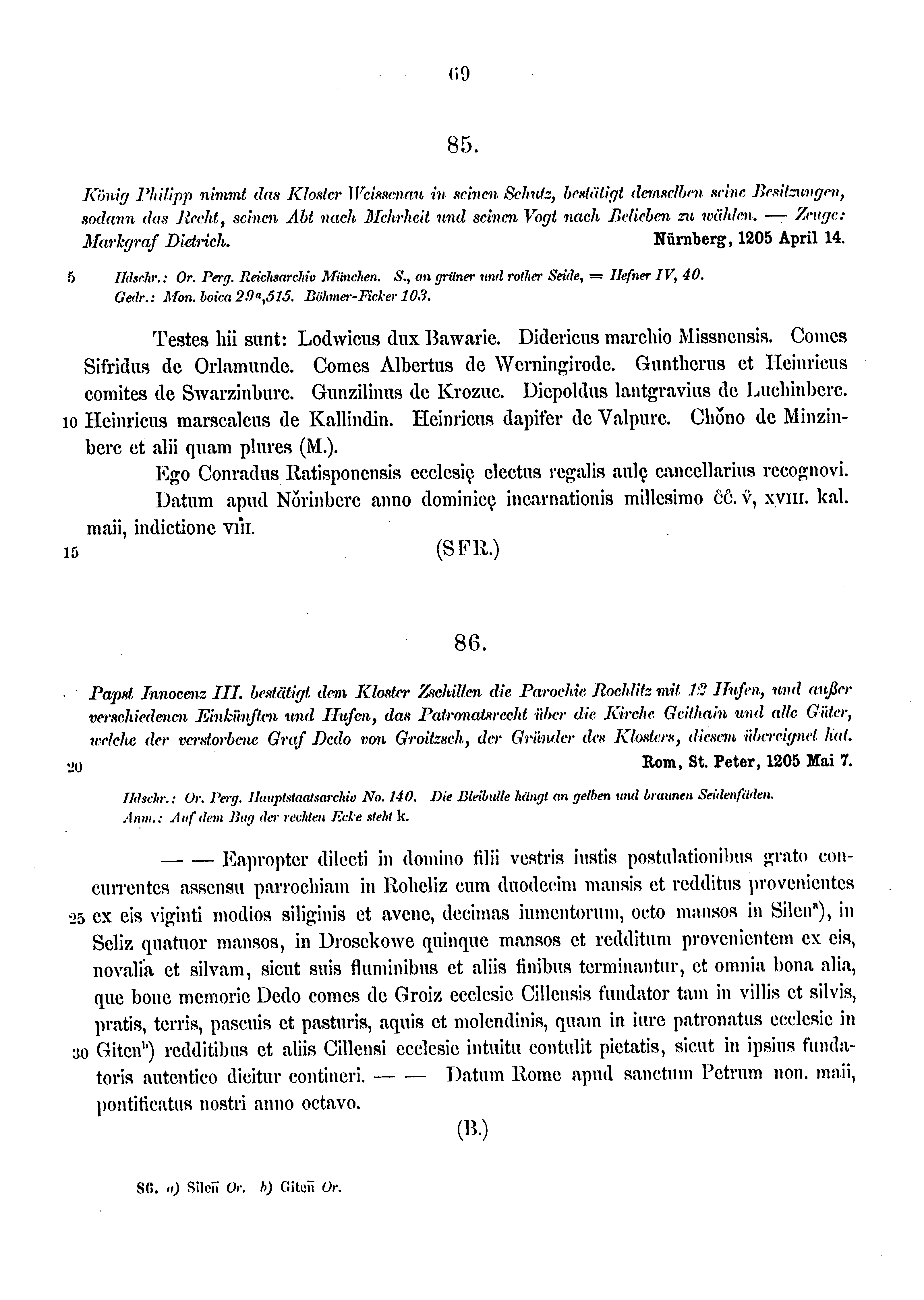 Historische Urkunde Seite 69 aus Band cds1a3