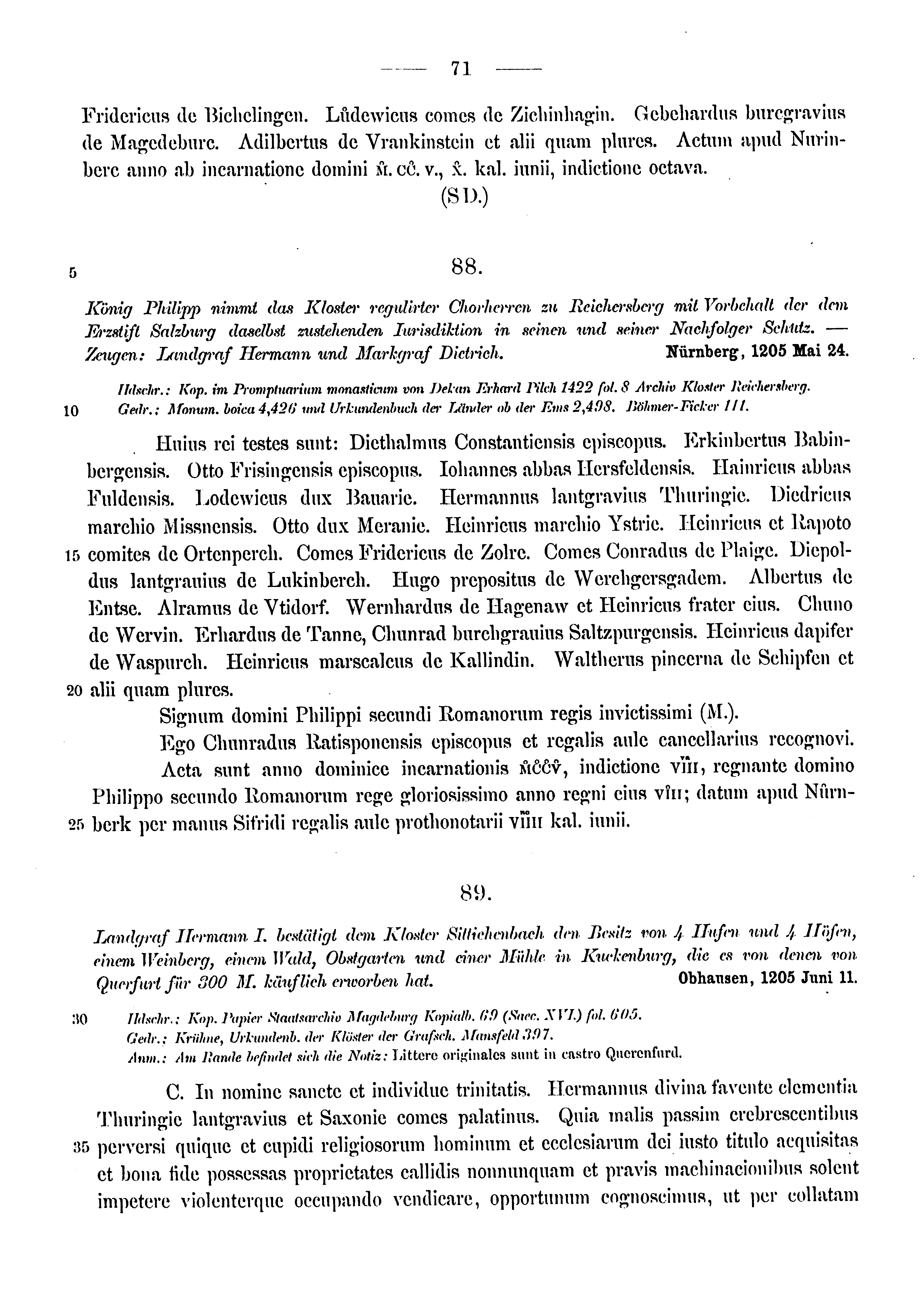 Historische Urkunde Seite 71 aus Band cds1a3