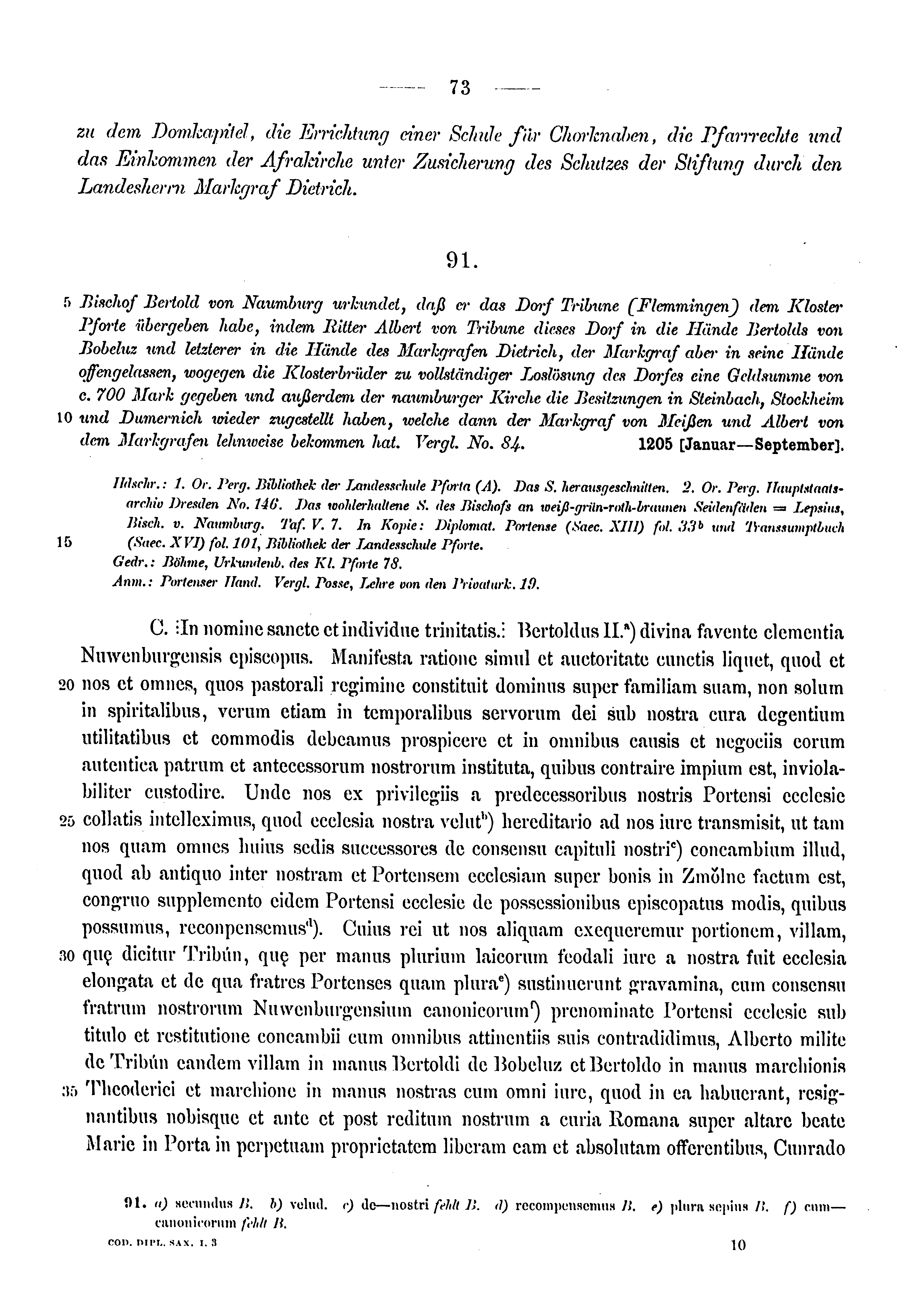 Historische Urkunde Seite 73 aus Band cds1a3