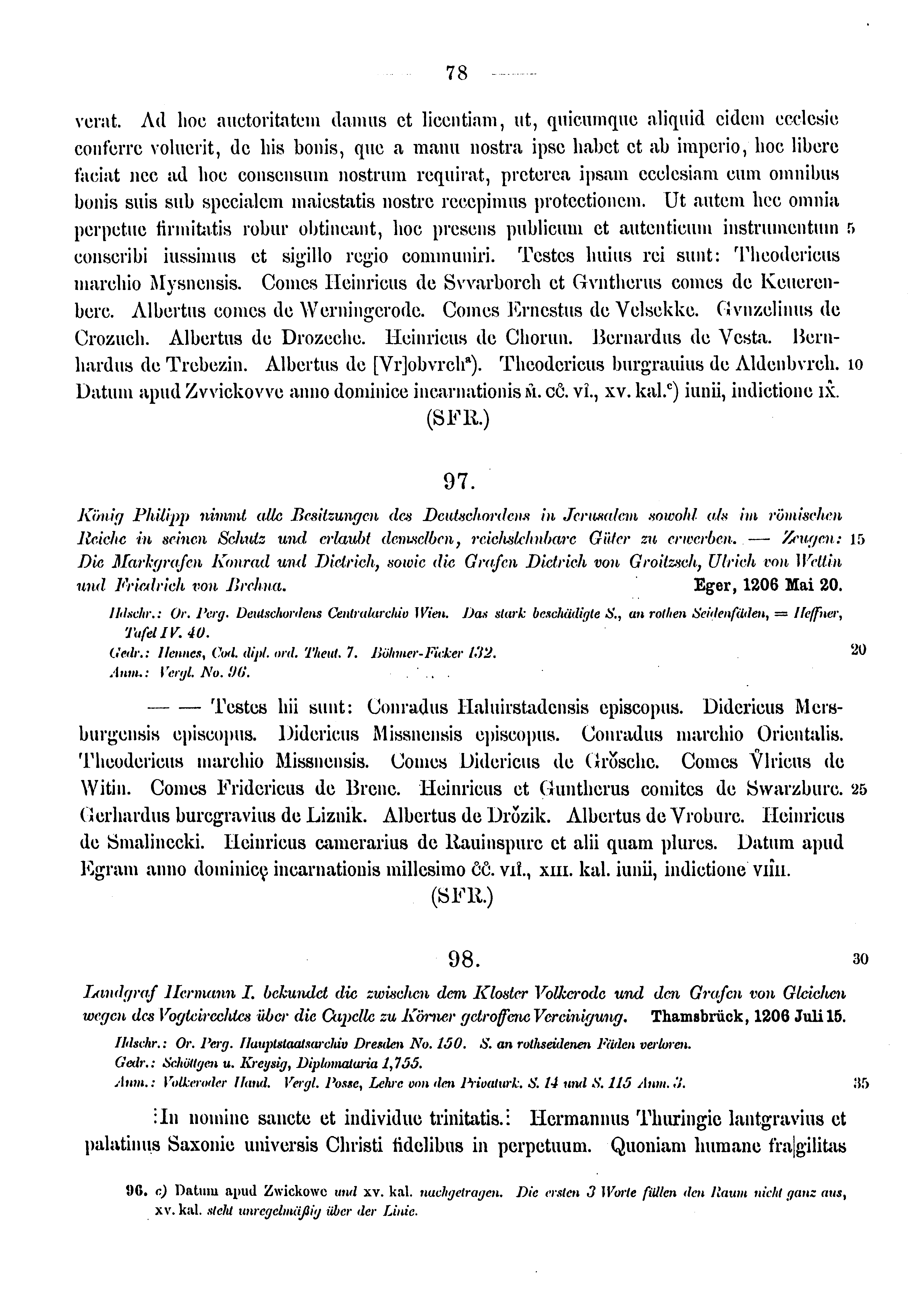 Historische Urkunde Seite 78 aus Band cds1a3