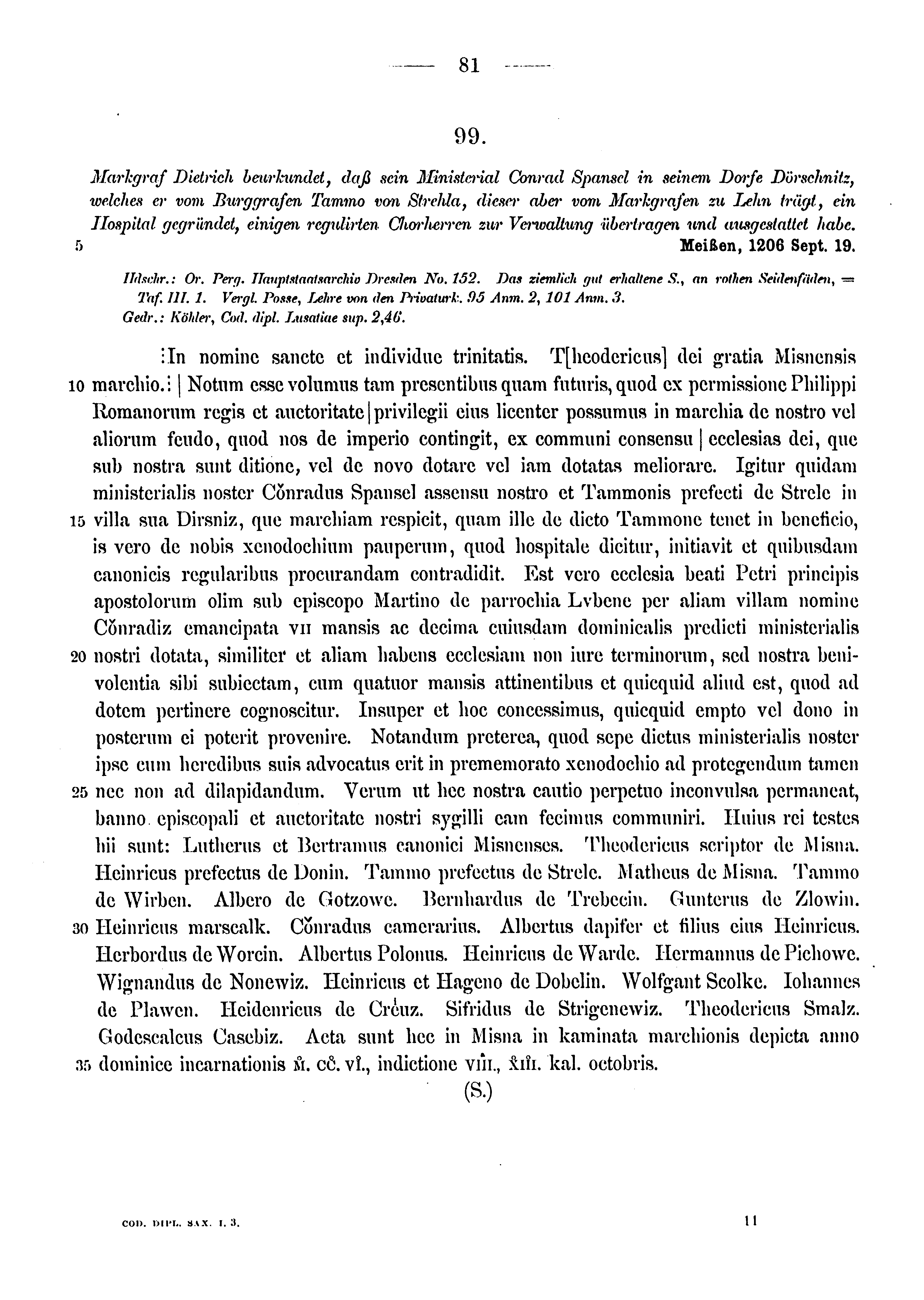 Historische Urkunde Seite 81 aus Band cds1a3