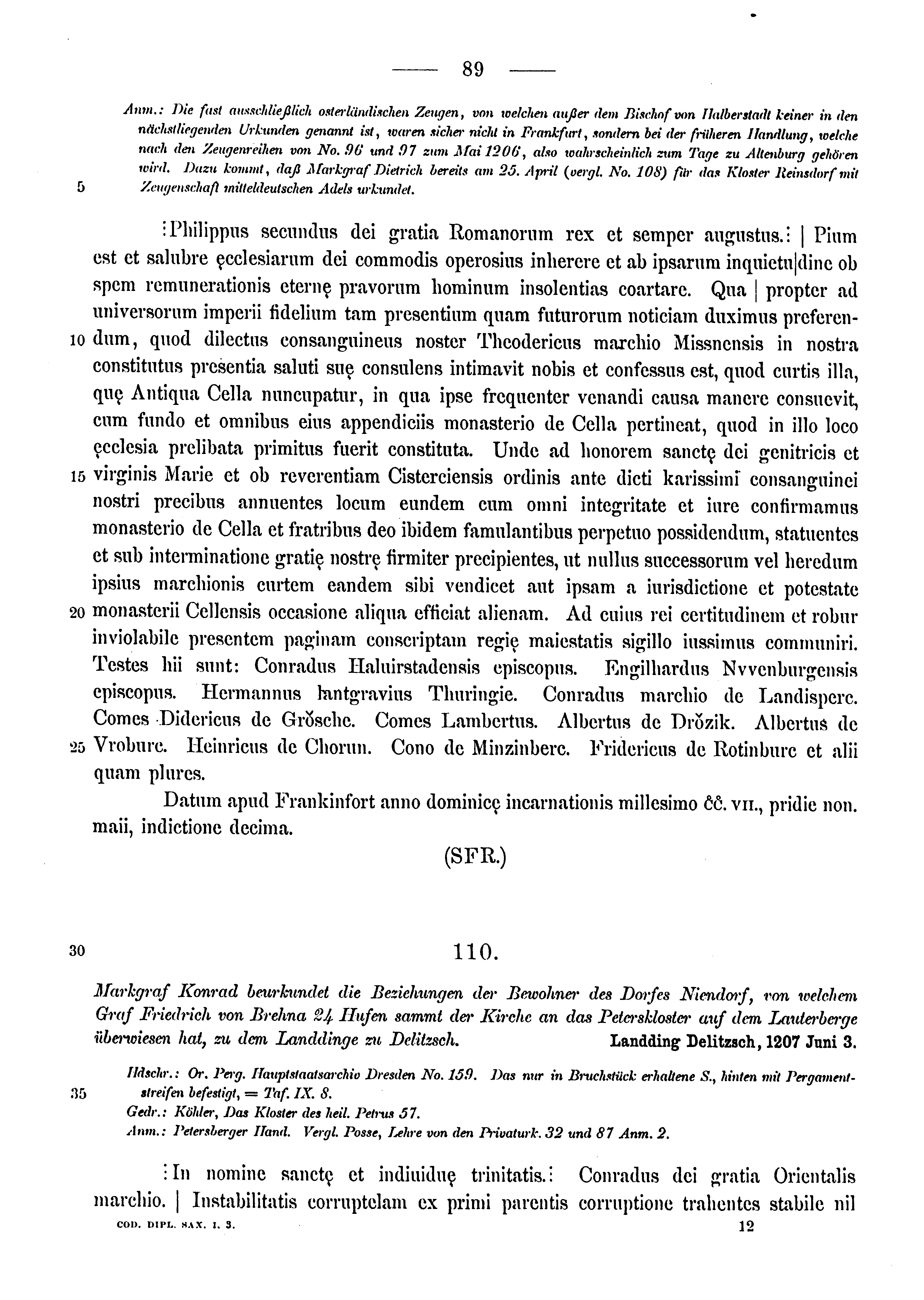 Historische Urkunde Seite 89 aus Band cds1a3