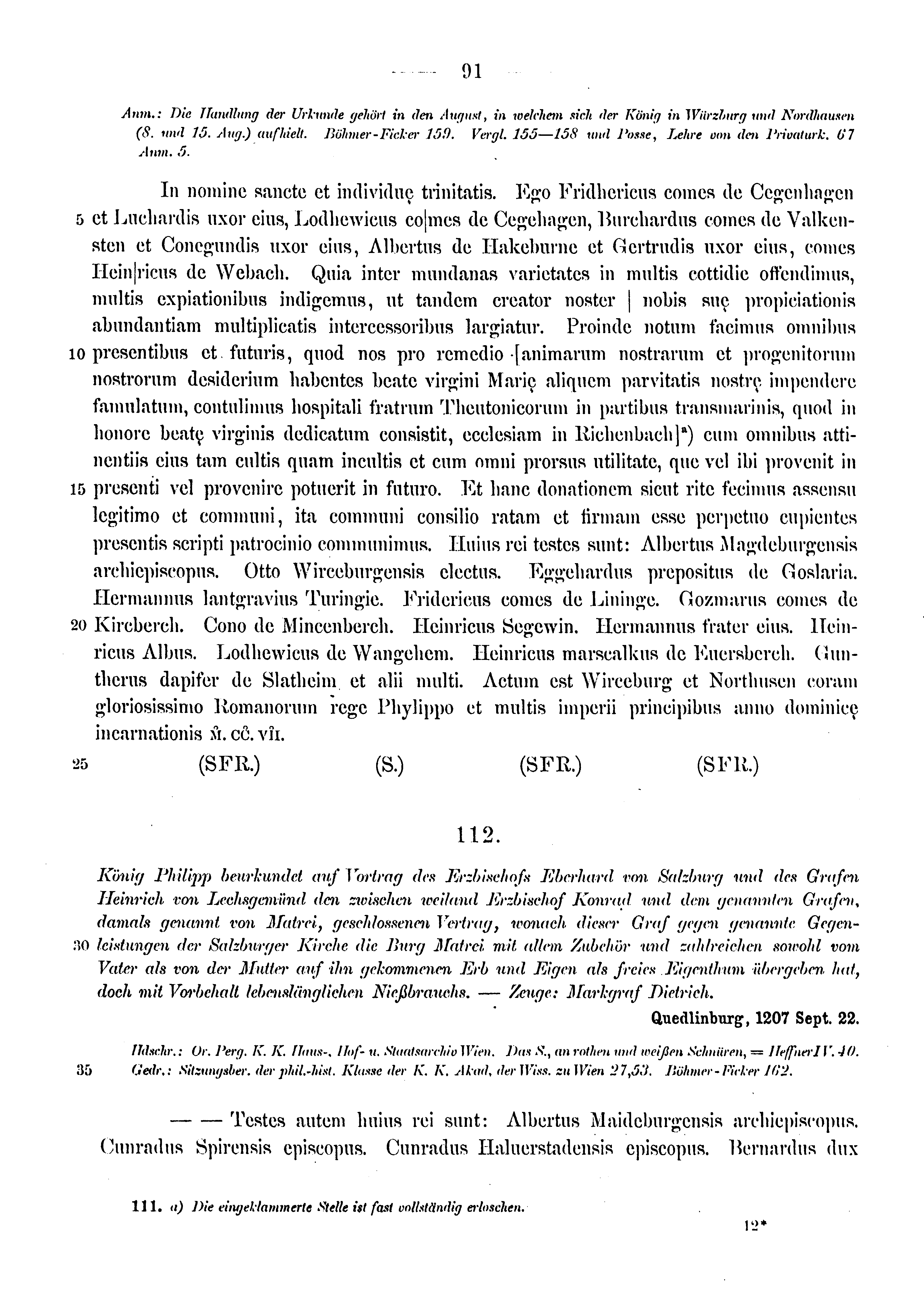Historische Urkunde Seite 91 aus Band cds1a3