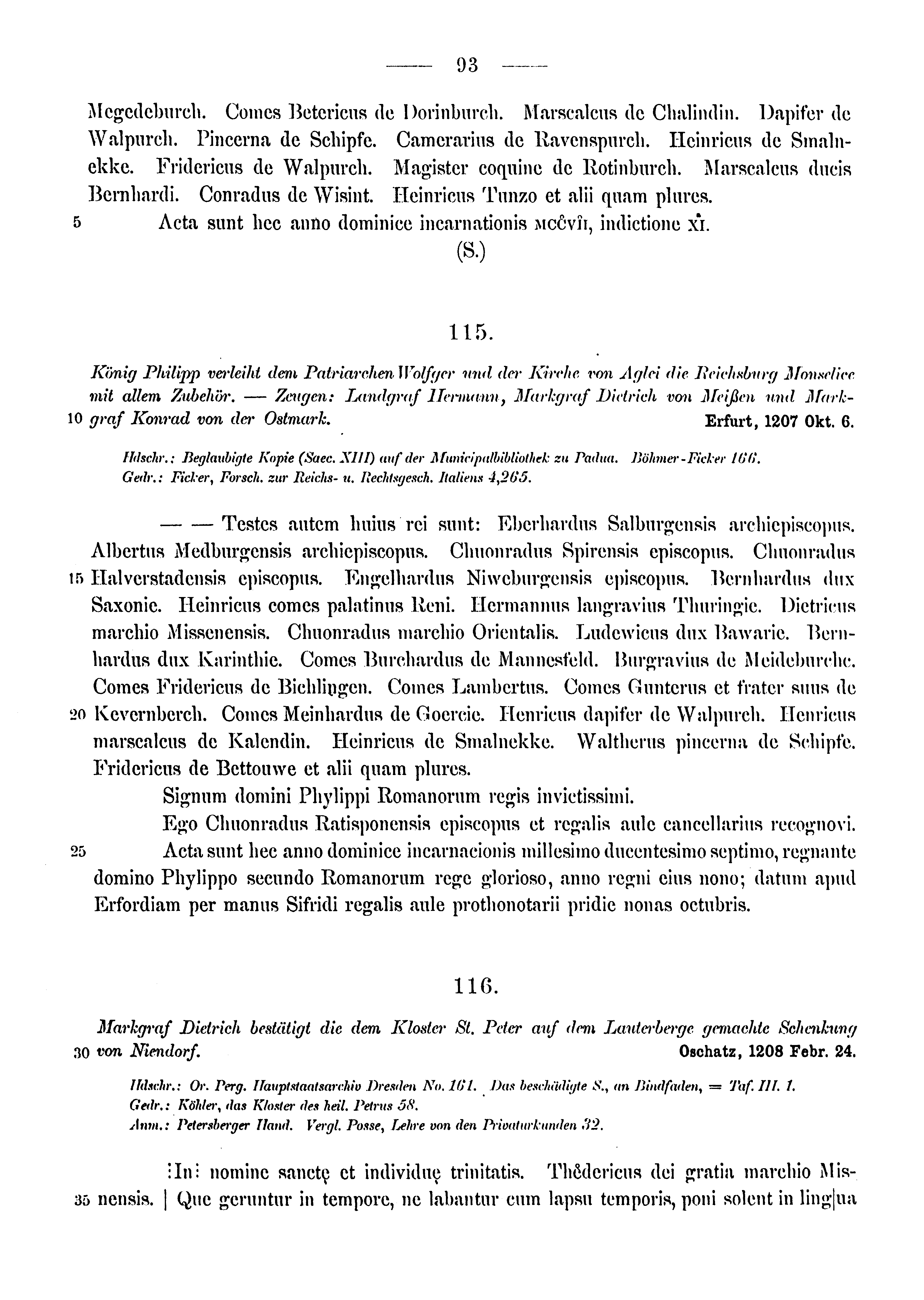 Historische Urkunde Seite 93 aus Band cds1a3