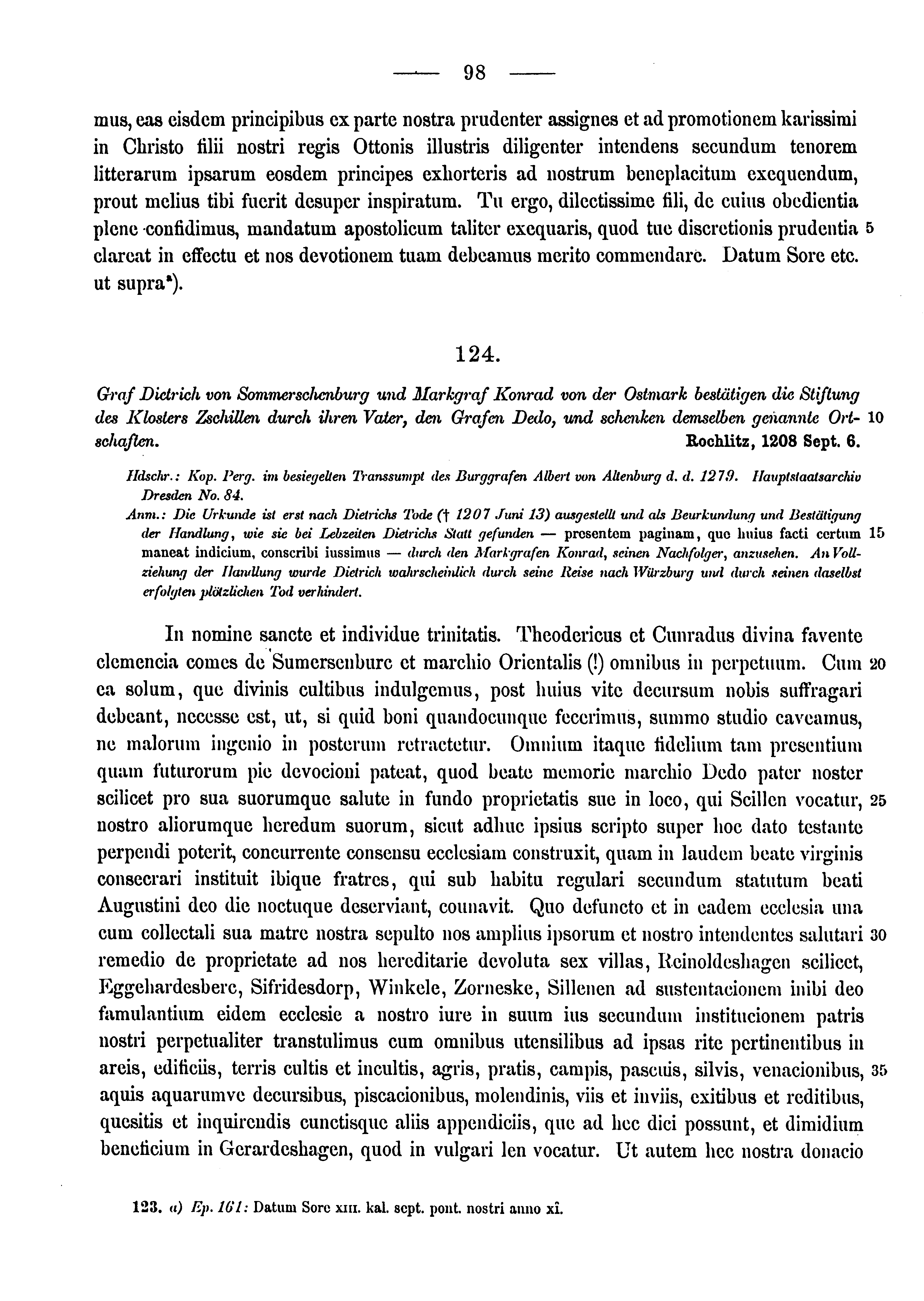 Historische Urkunde Seite 98 aus Band cds1a3