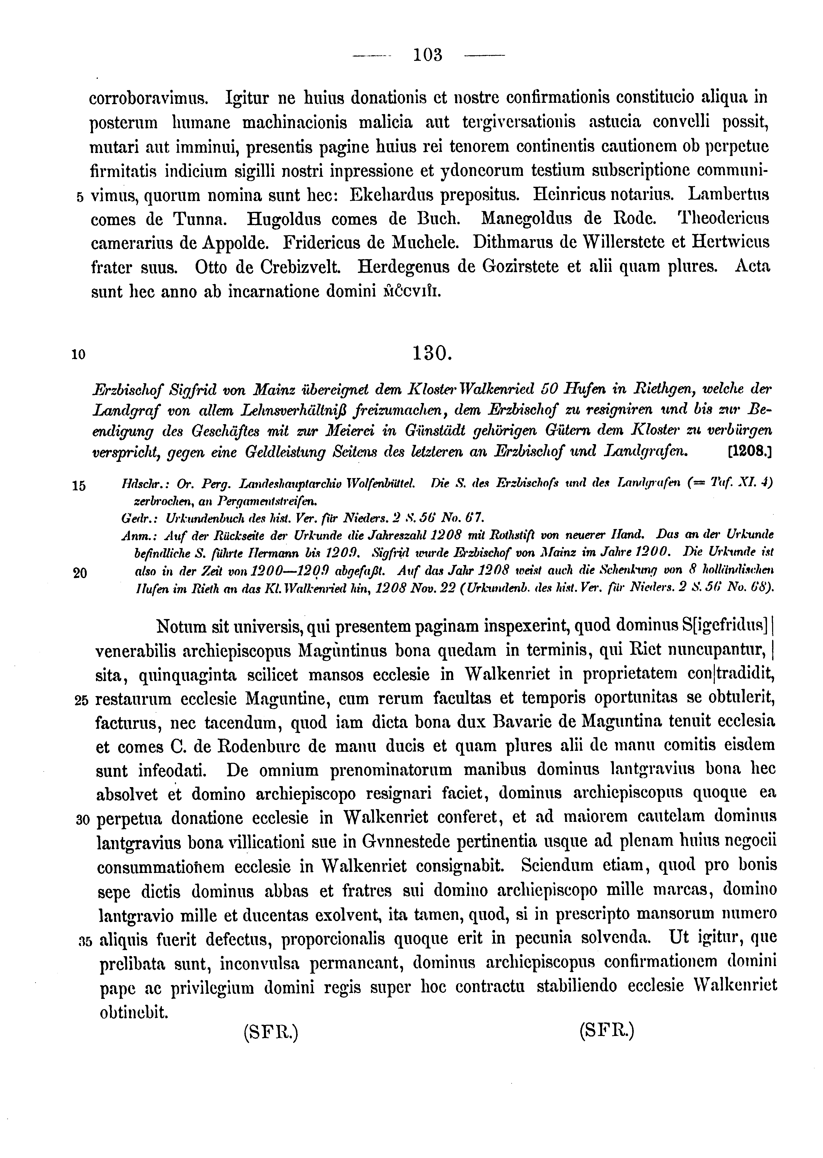 Historische Urkunde Seite 103 aus Band cds1a3