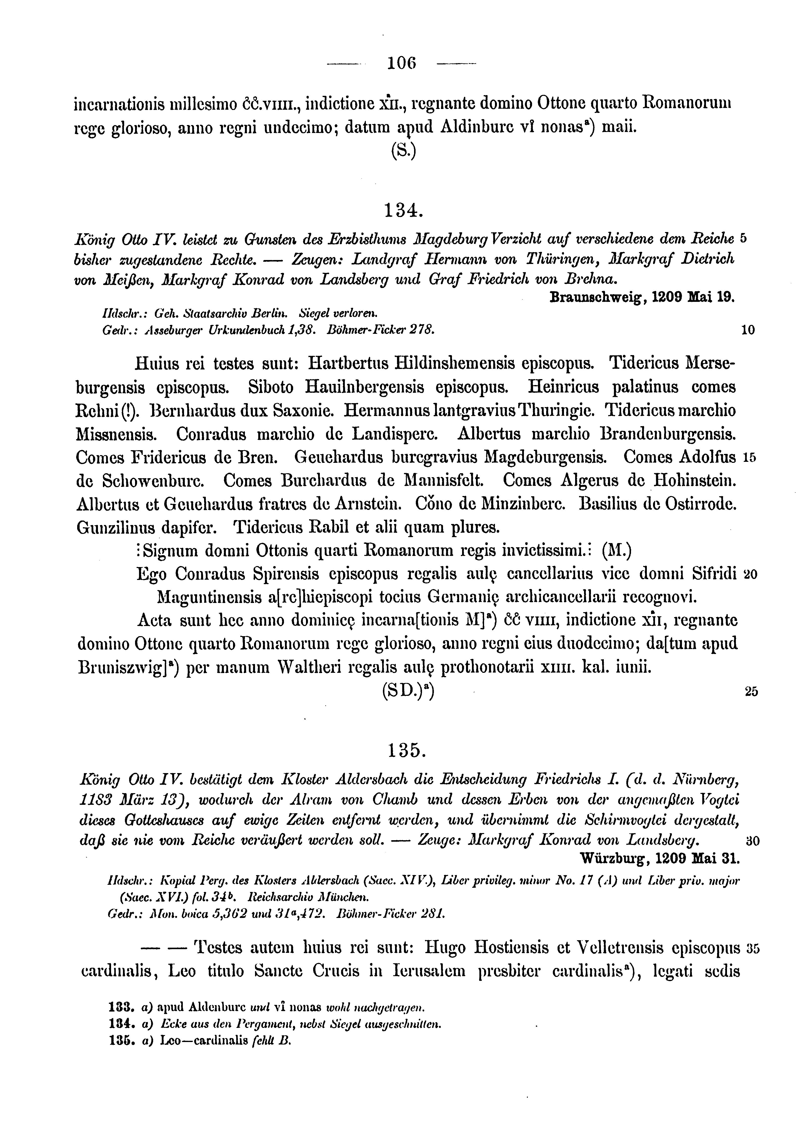 Historische Urkunde Seite 106 aus Band cds1a3