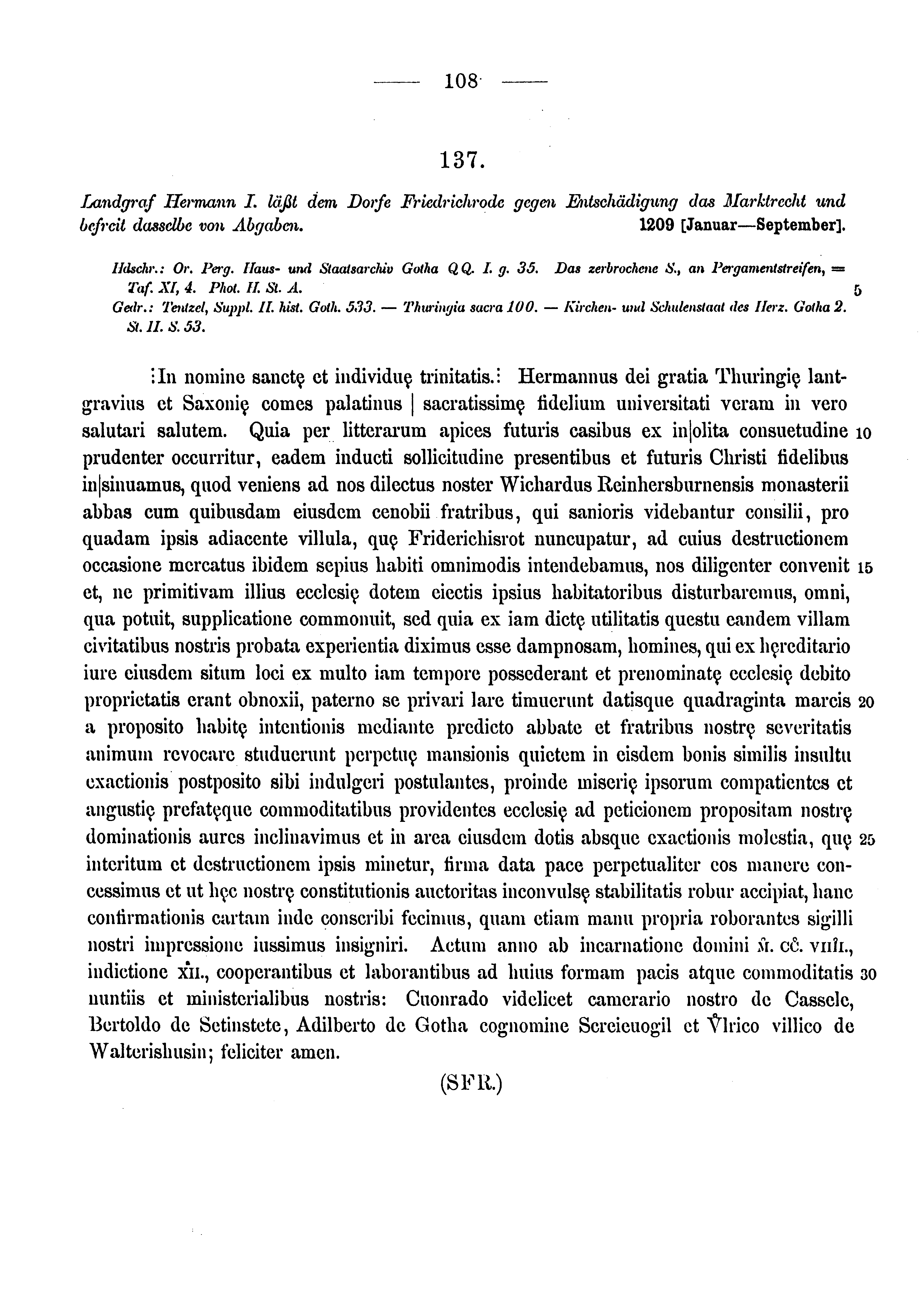 Historische Urkunde Seite 108 aus Band cds1a3