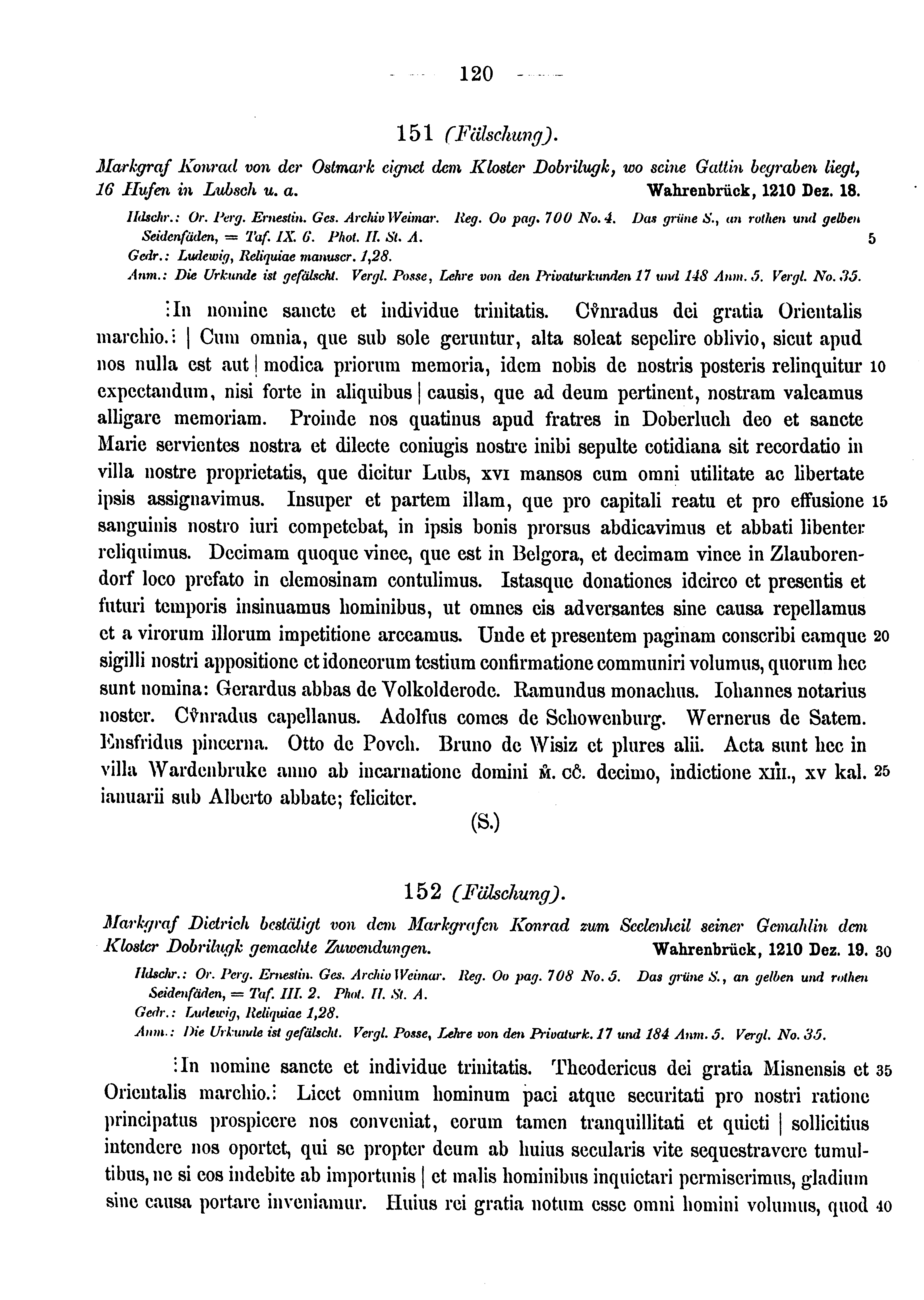 Historische Urkunde Seite 120 aus Band cds1a3