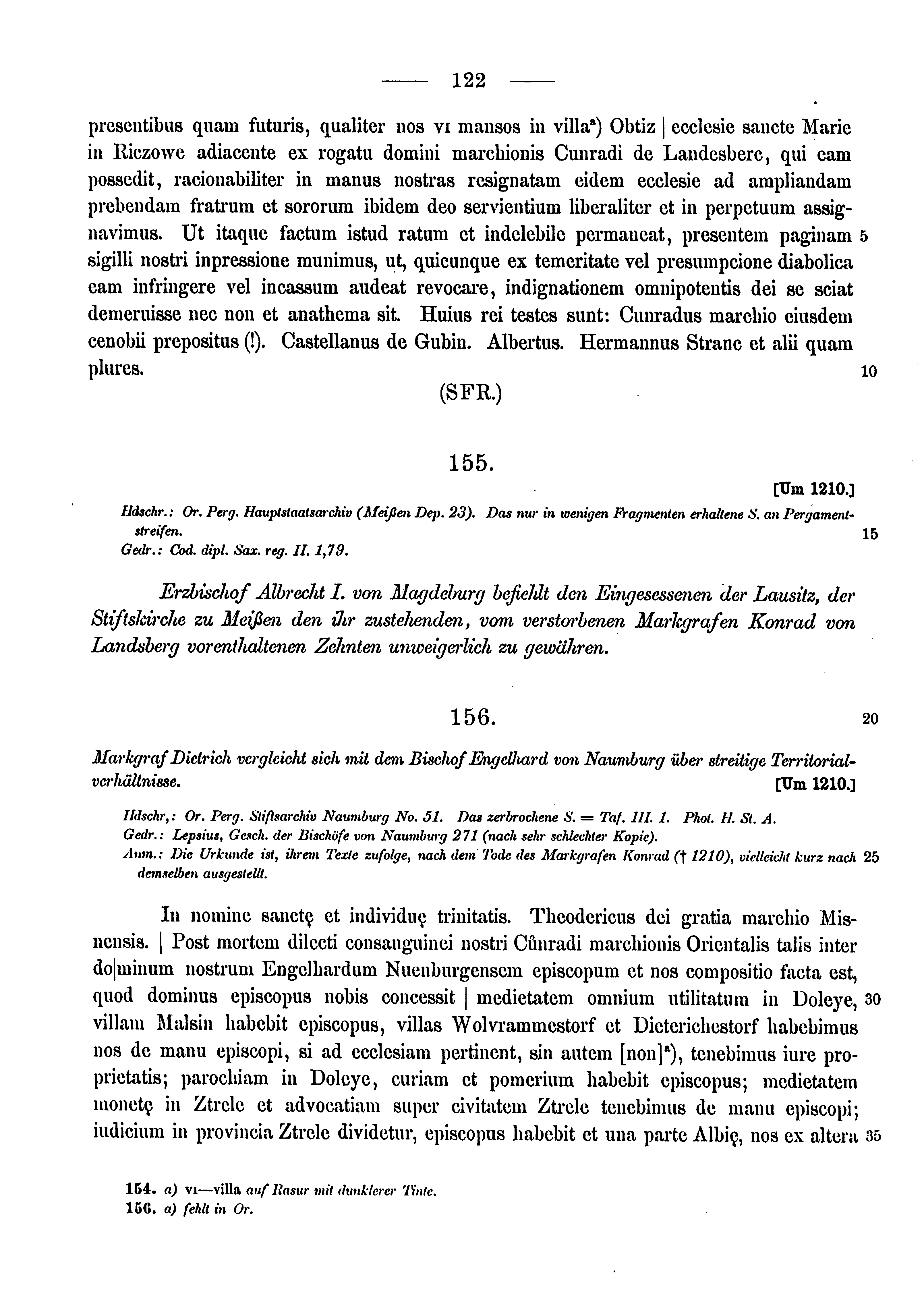Historische Urkunde Seite 122 aus Band cds1a3