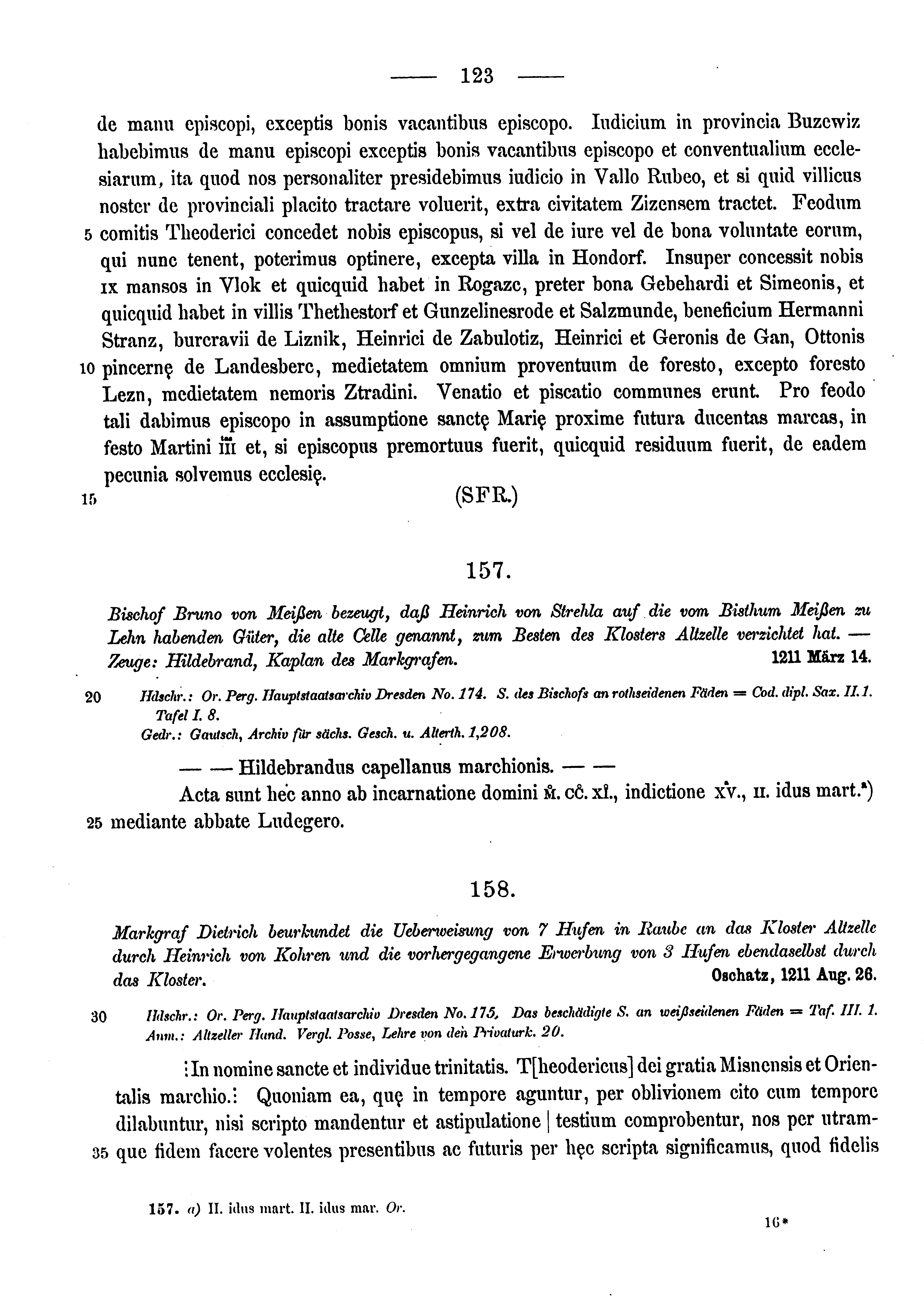 Historische Urkunde Seite 123 aus Band cds1a3