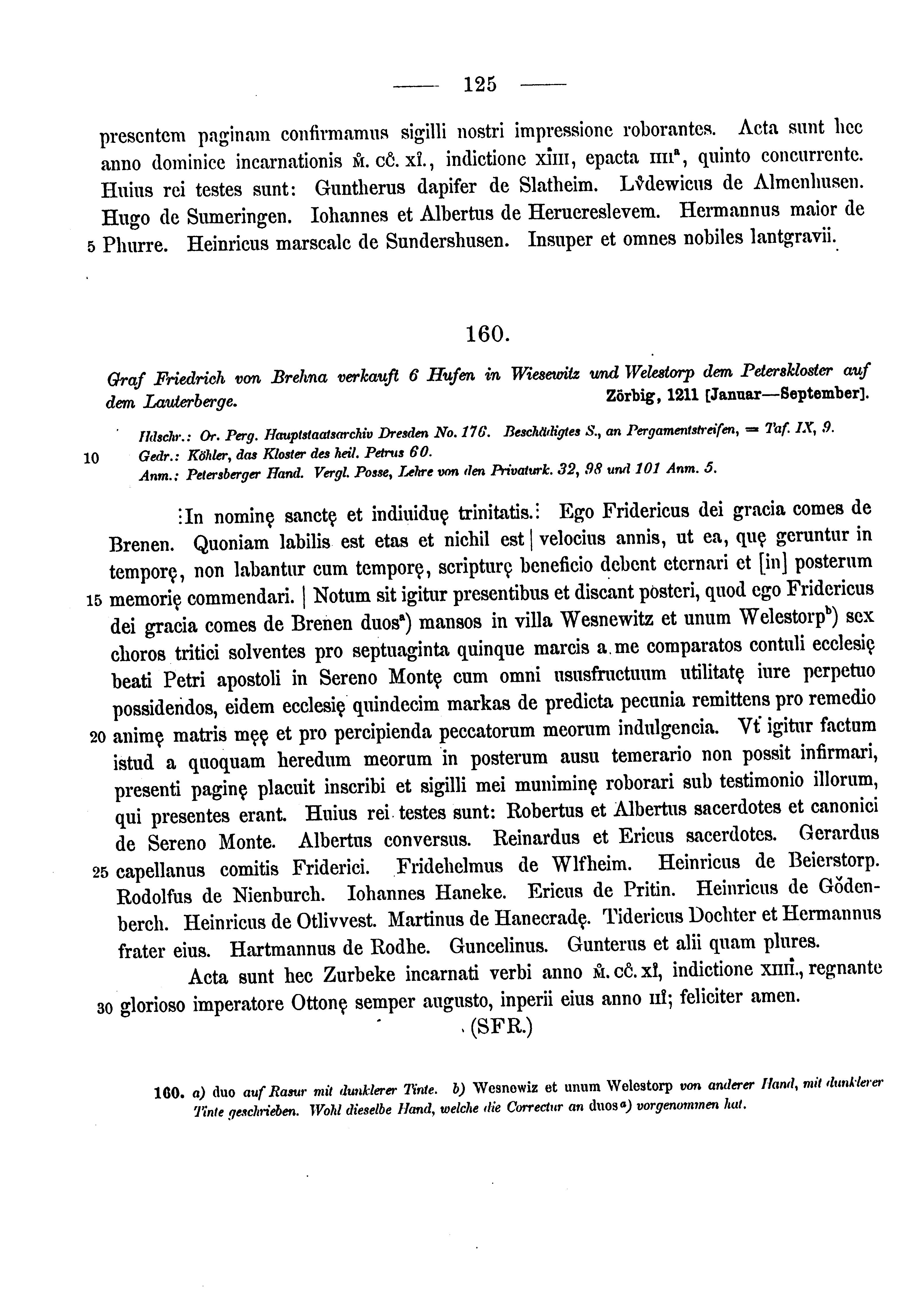Historische Urkunde Seite 125 aus Band cds1a3