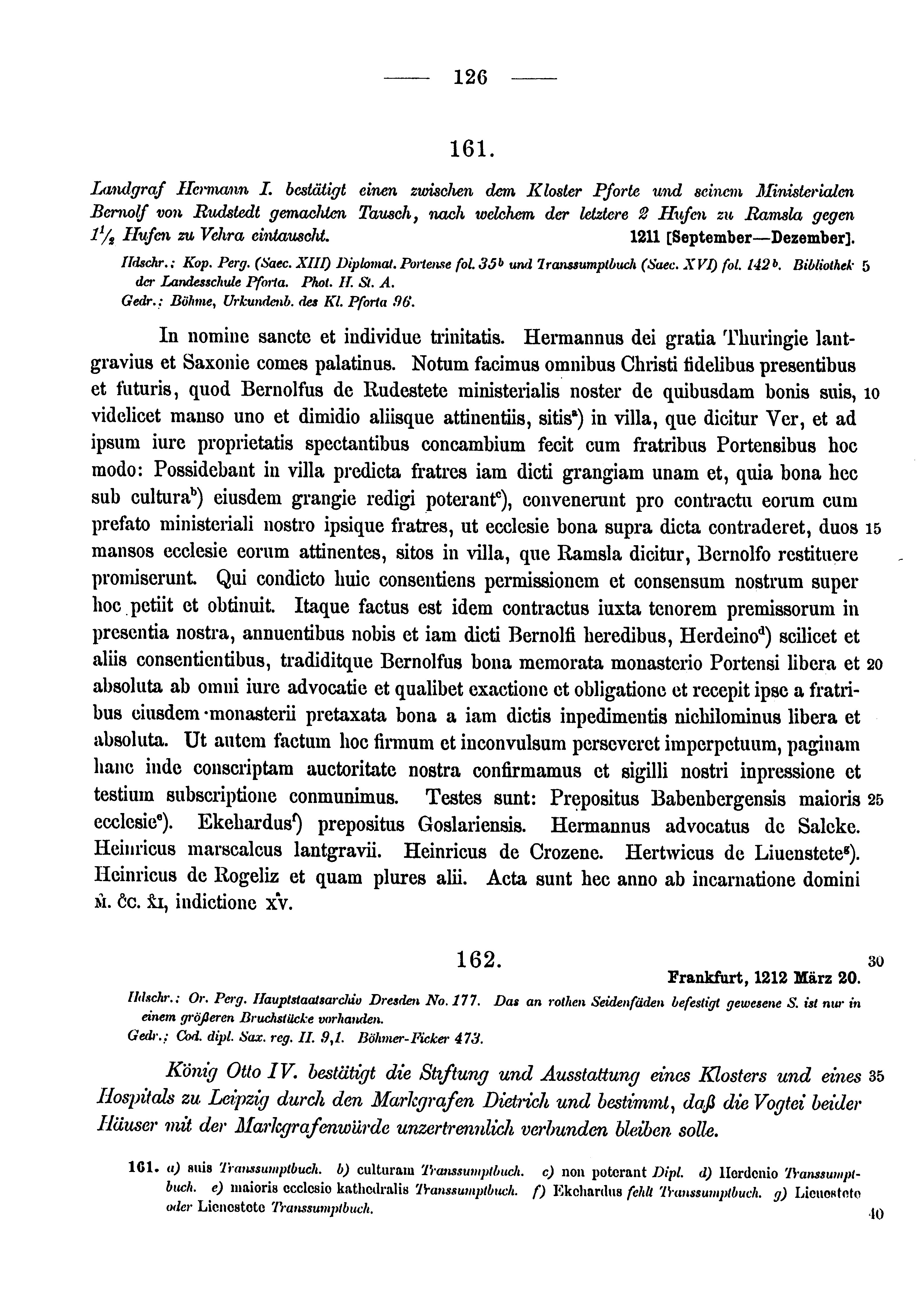 Historische Urkunde Seite 126 aus Band cds1a3