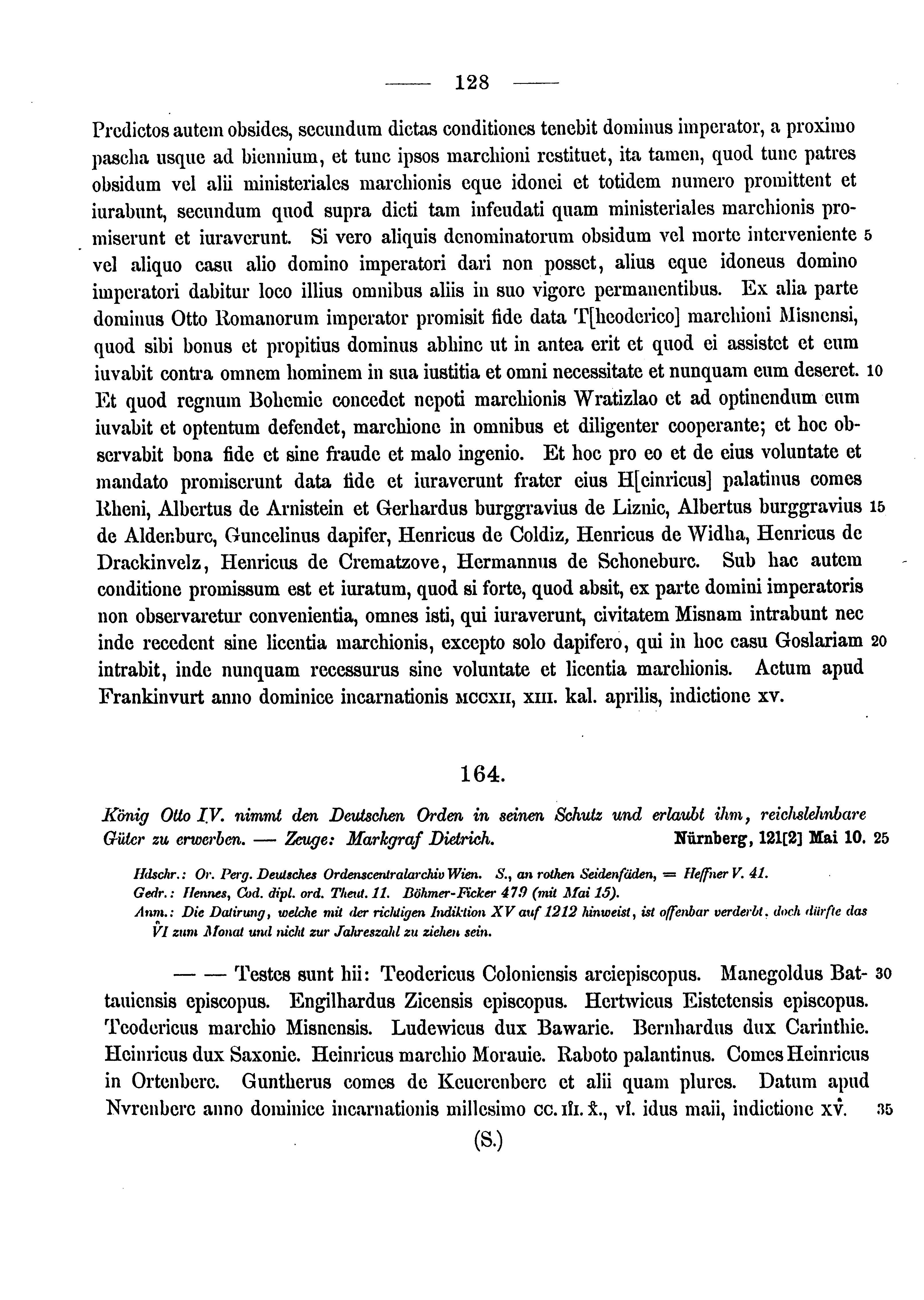 Historische Urkunde Seite 128 aus Band cds1a3