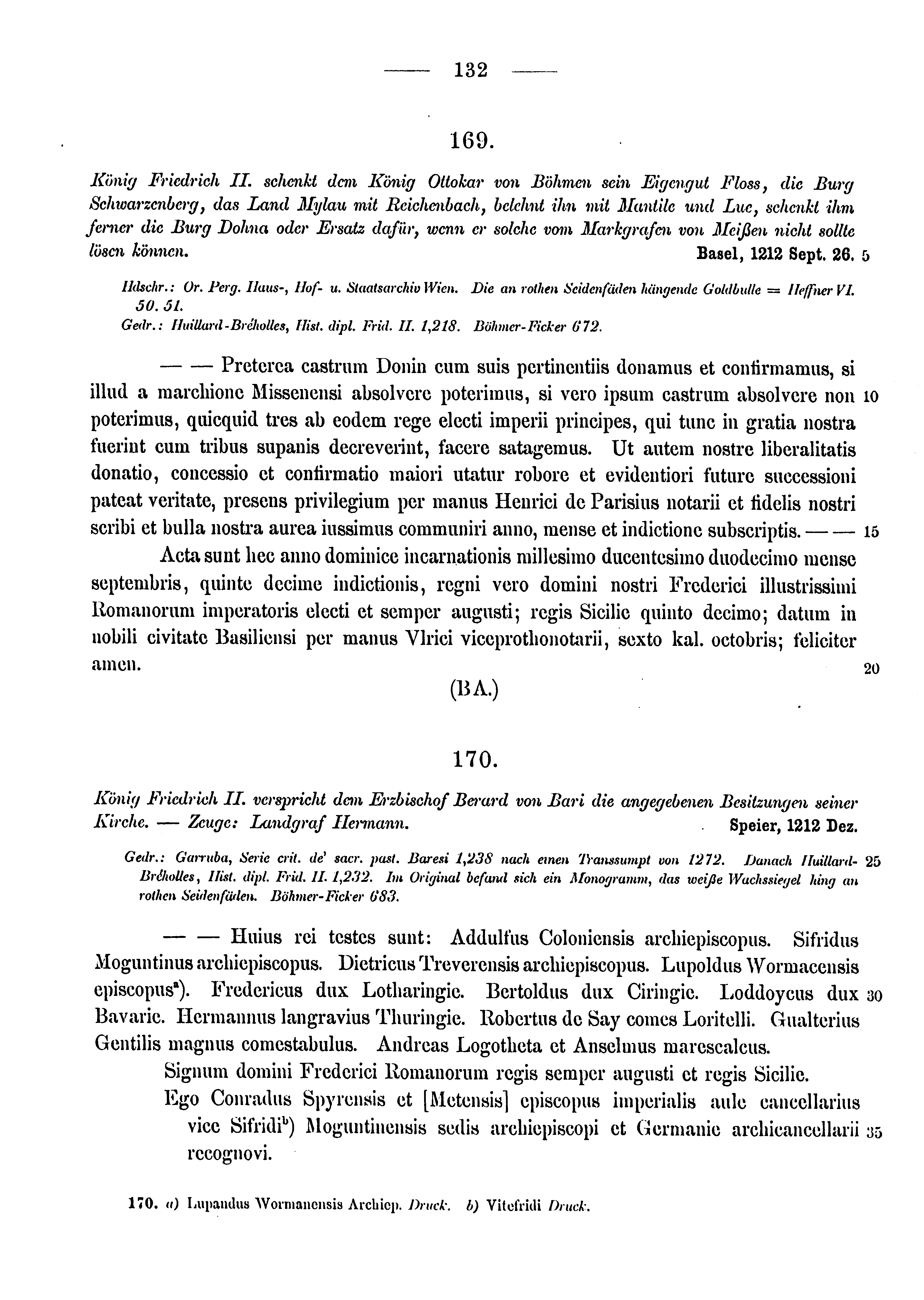 Historische Urkunde Seite 132 aus Band cds1a3