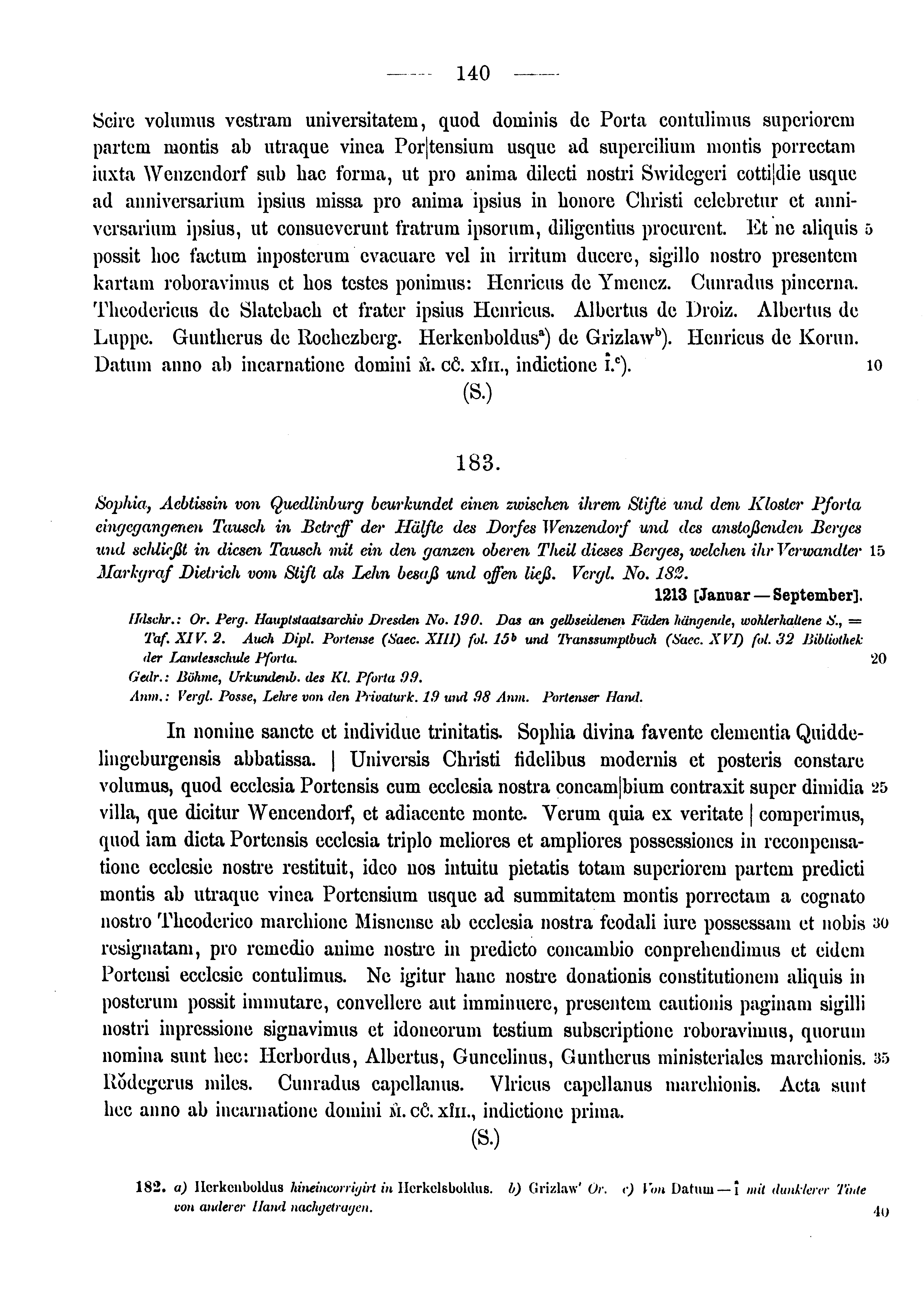 Historische Urkunde Seite 140 aus Band cds1a3