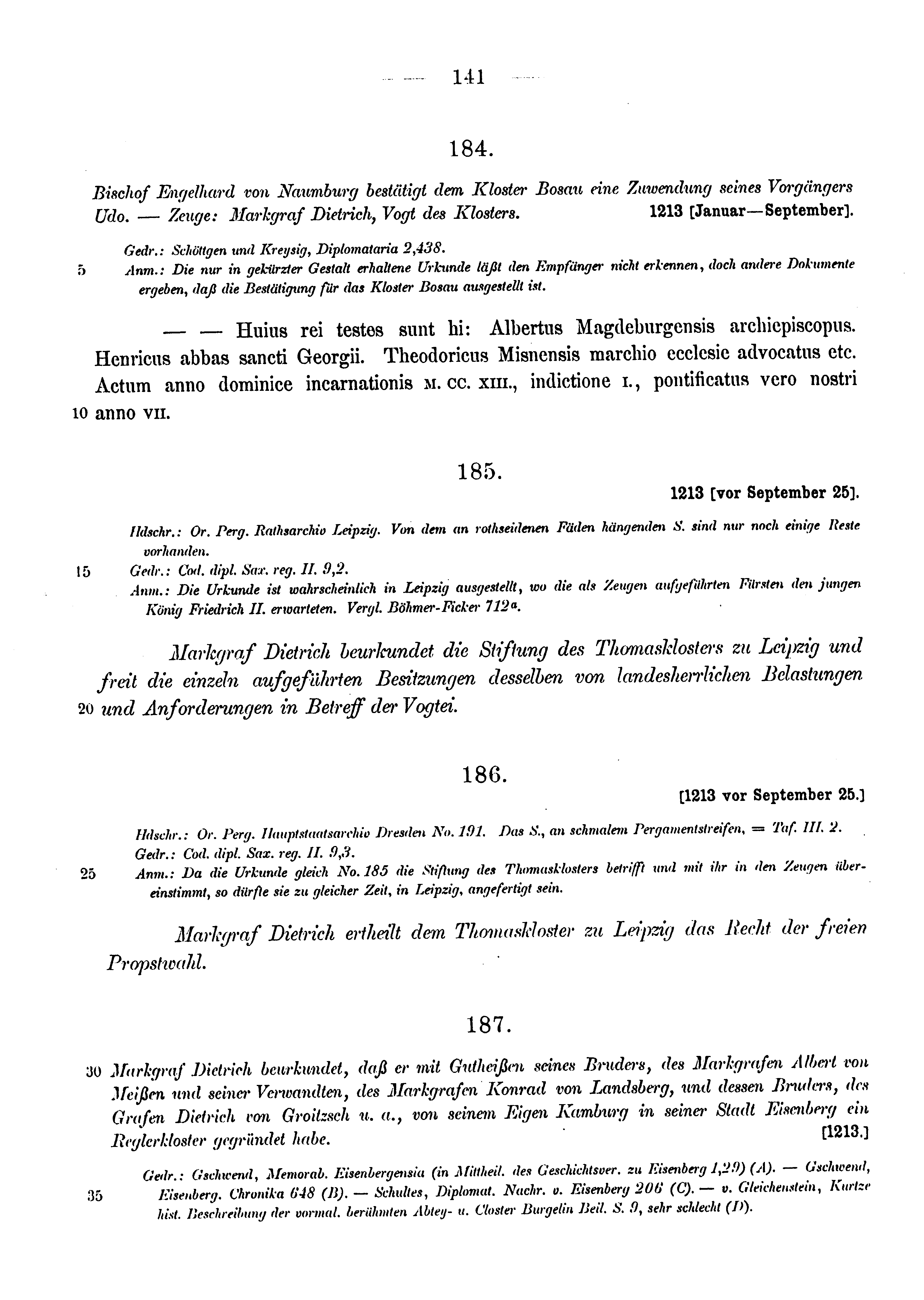 Historische Urkunde Seite 141 aus Band cds1a3