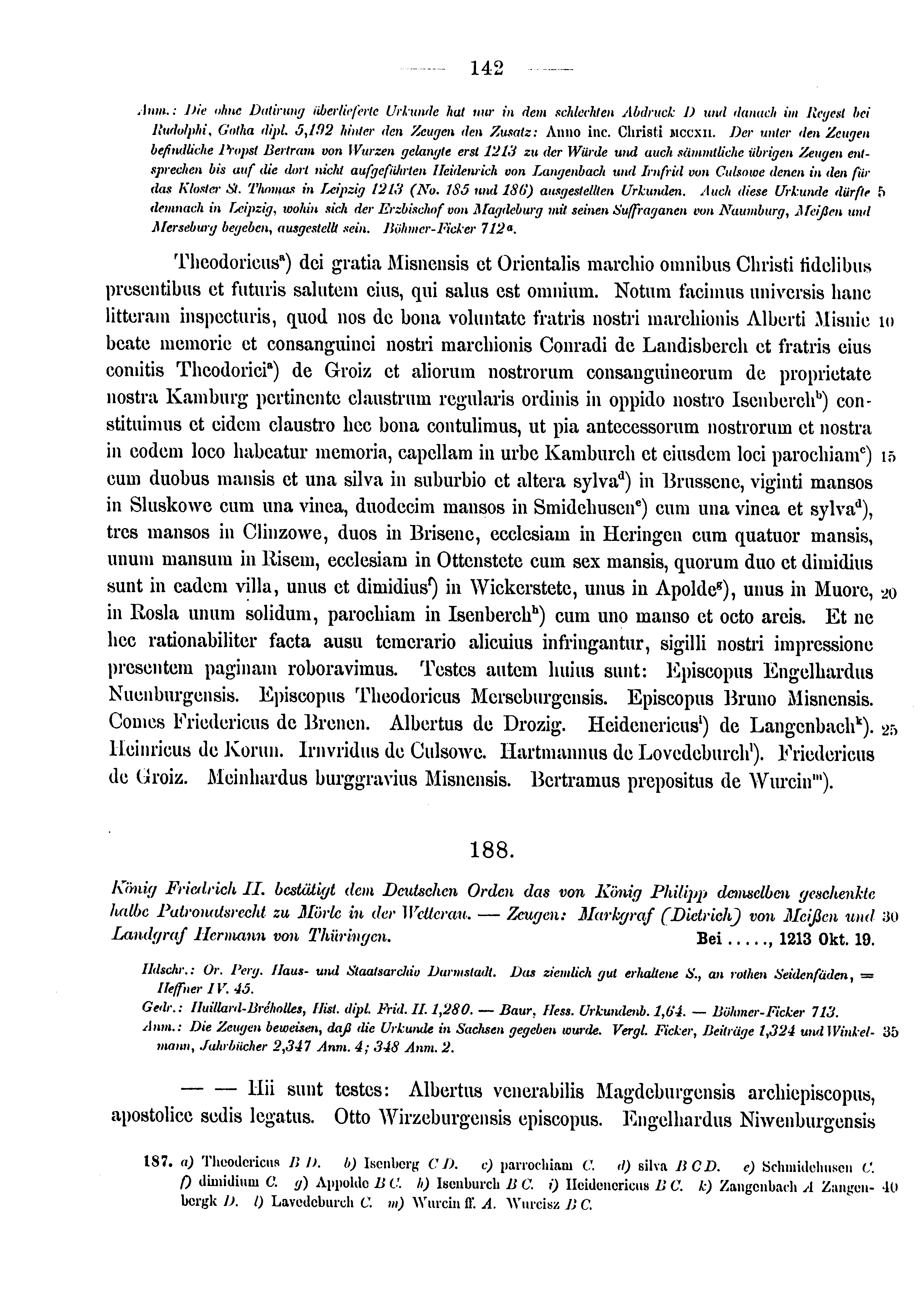 Historische Urkunde Seite 142 aus Band cds1a3