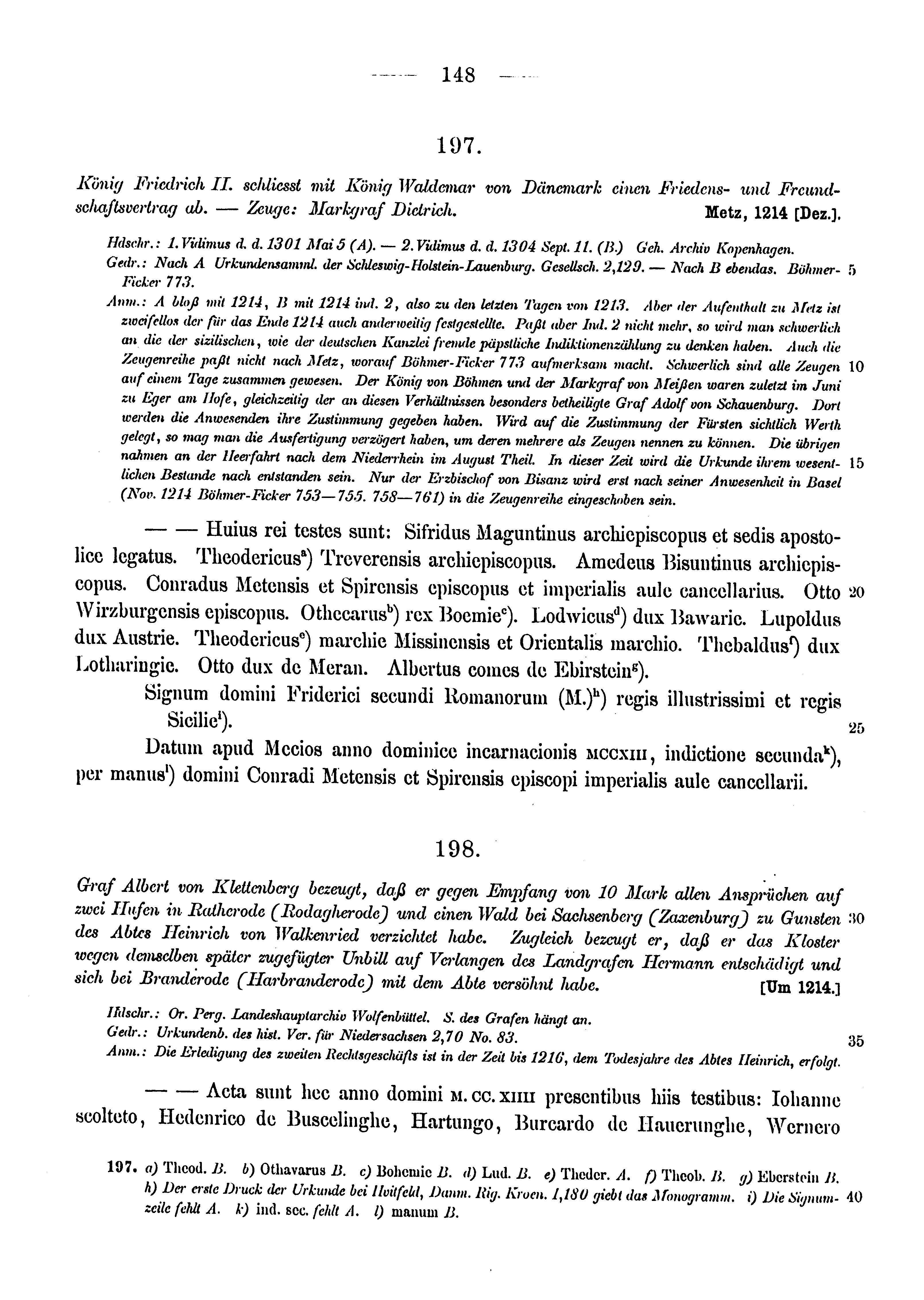 Historische Urkunde Seite 148 aus Band cds1a3