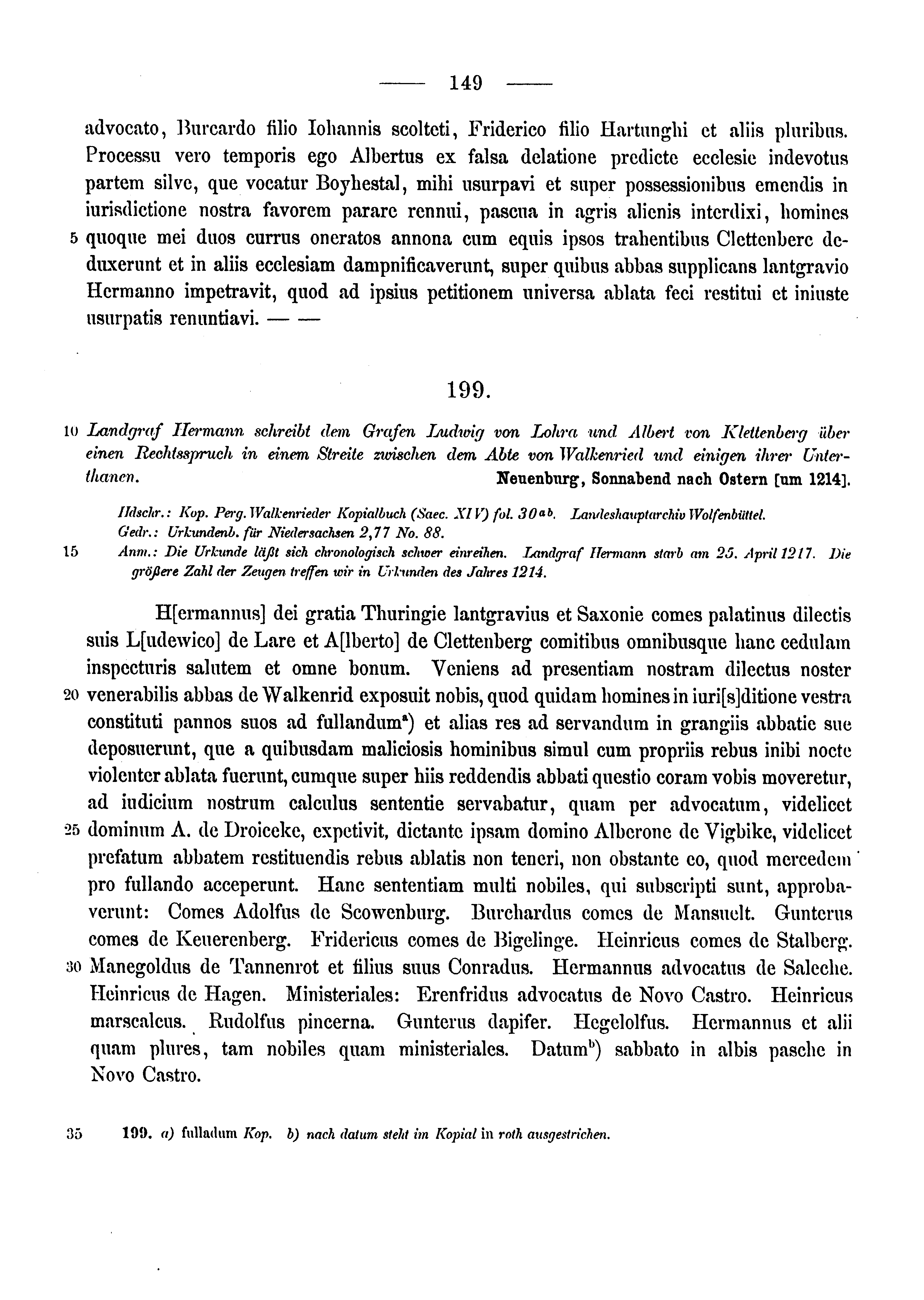 Historische Urkunde Seite 149 aus Band cds1a3