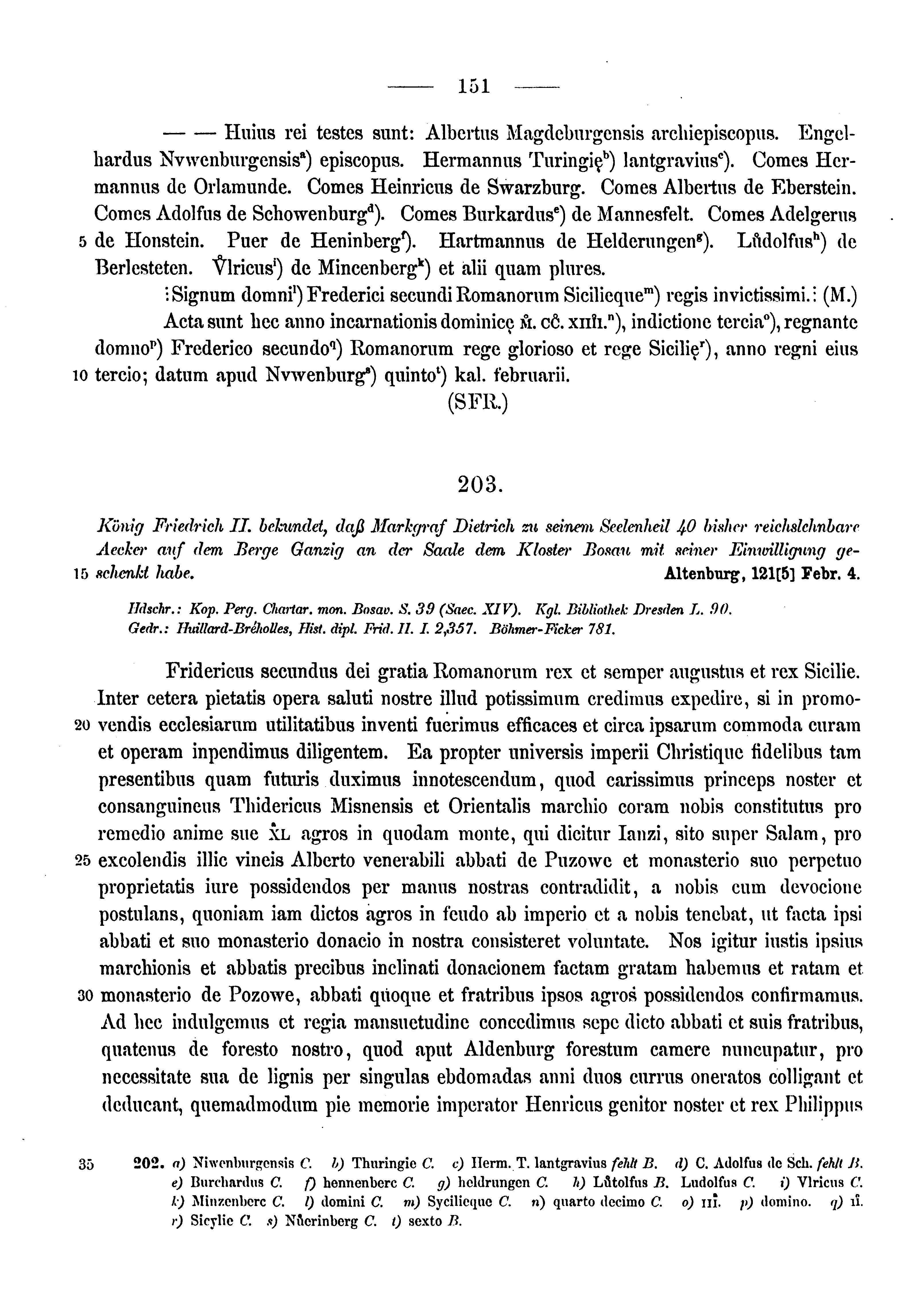 Historische Urkunde Seite 151 aus Band cds1a3