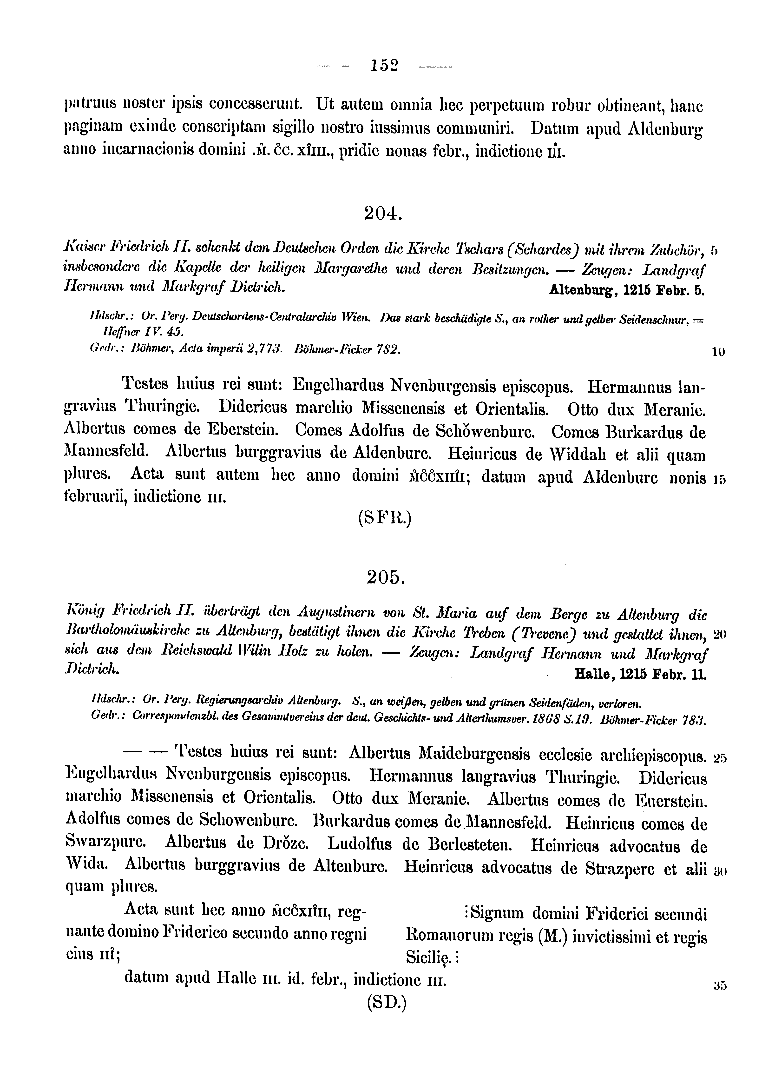 Historische Urkunde Seite 152 aus Band cds1a3