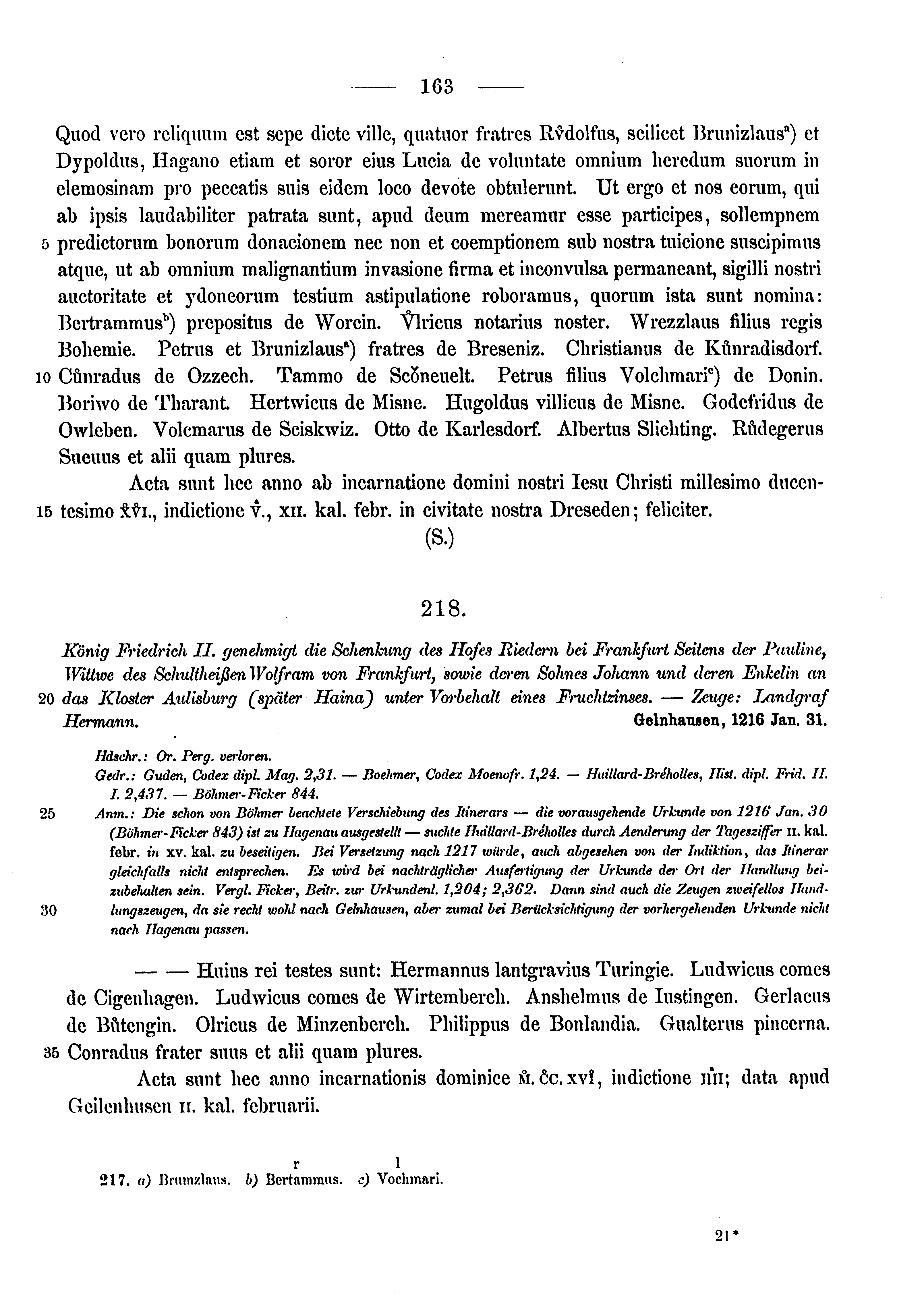 Historische Urkunde Seite 163 aus Band cds1a3