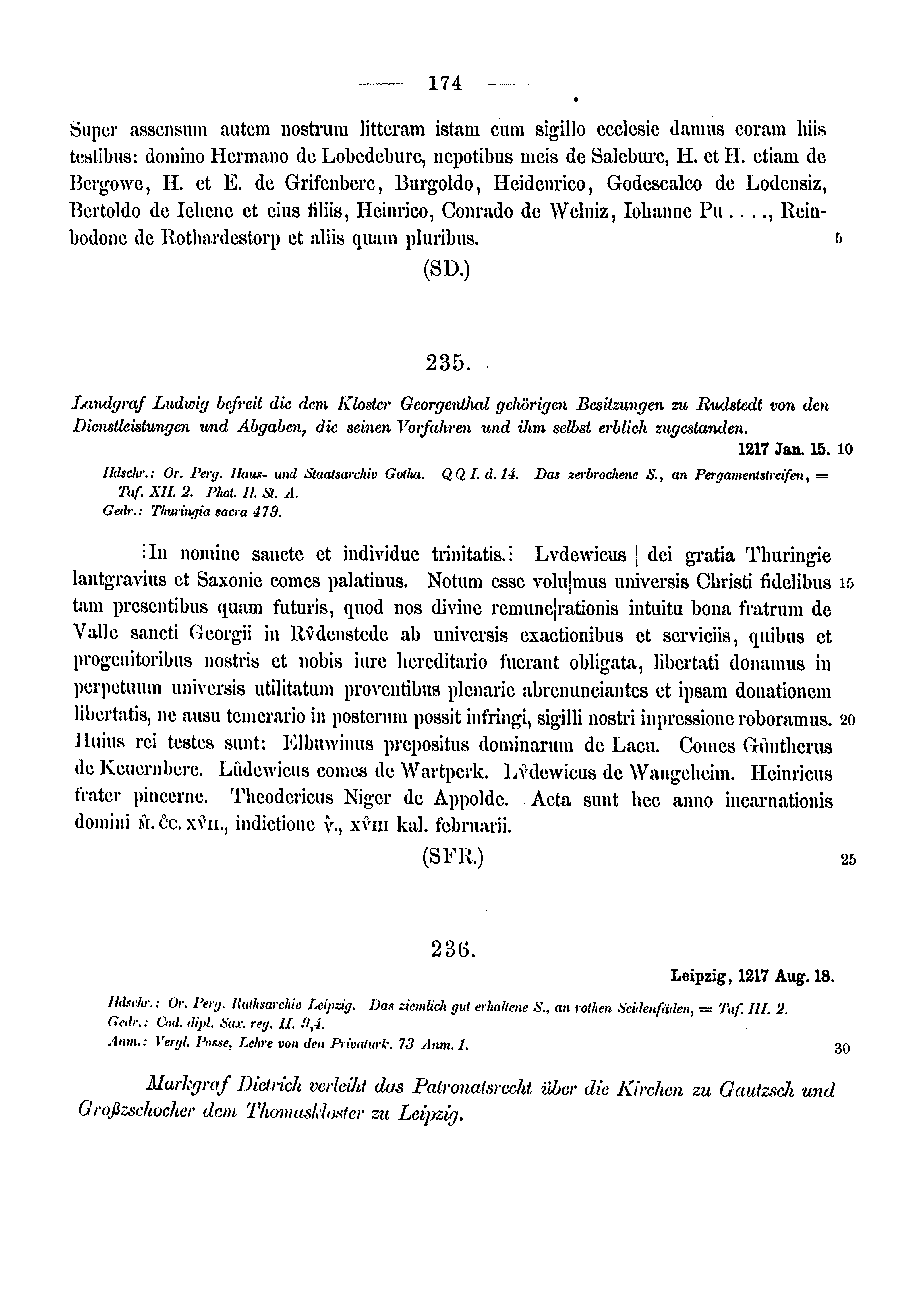 Historische Urkunde Seite 174 aus Band cds1a3