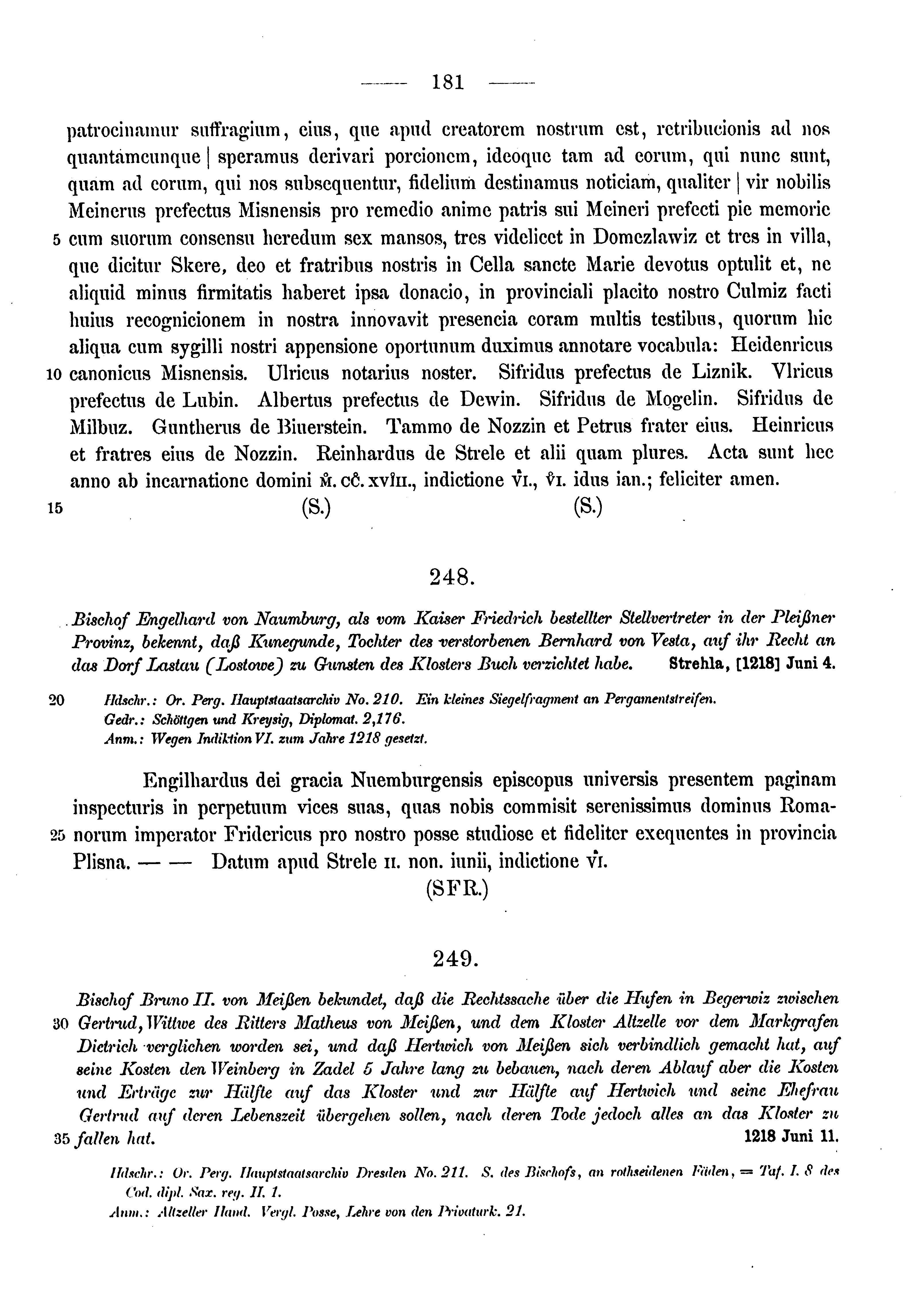 Historische Urkunde Seite 181 aus Band cds1a3