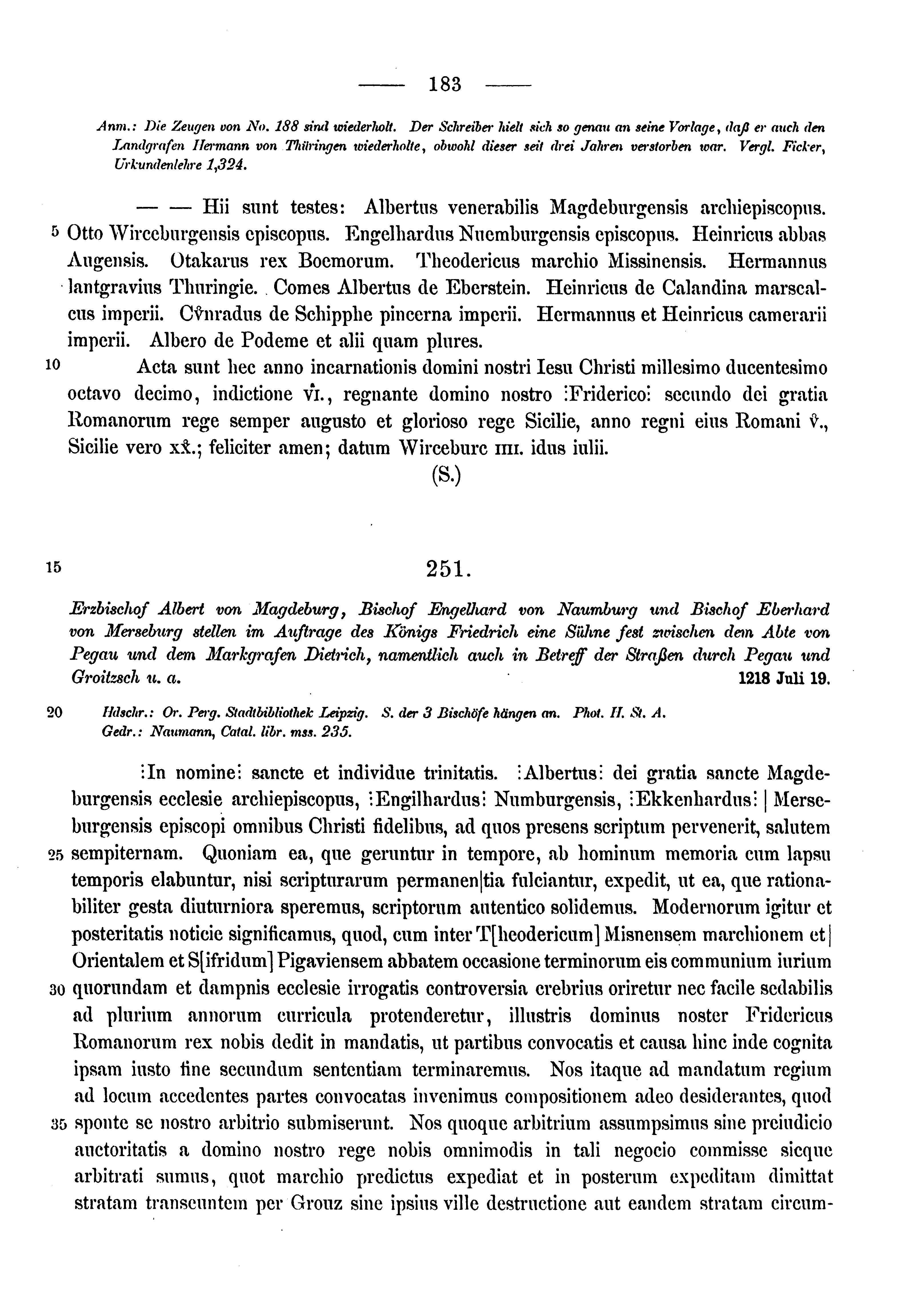 Historische Urkunde Seite 183 aus Band cds1a3