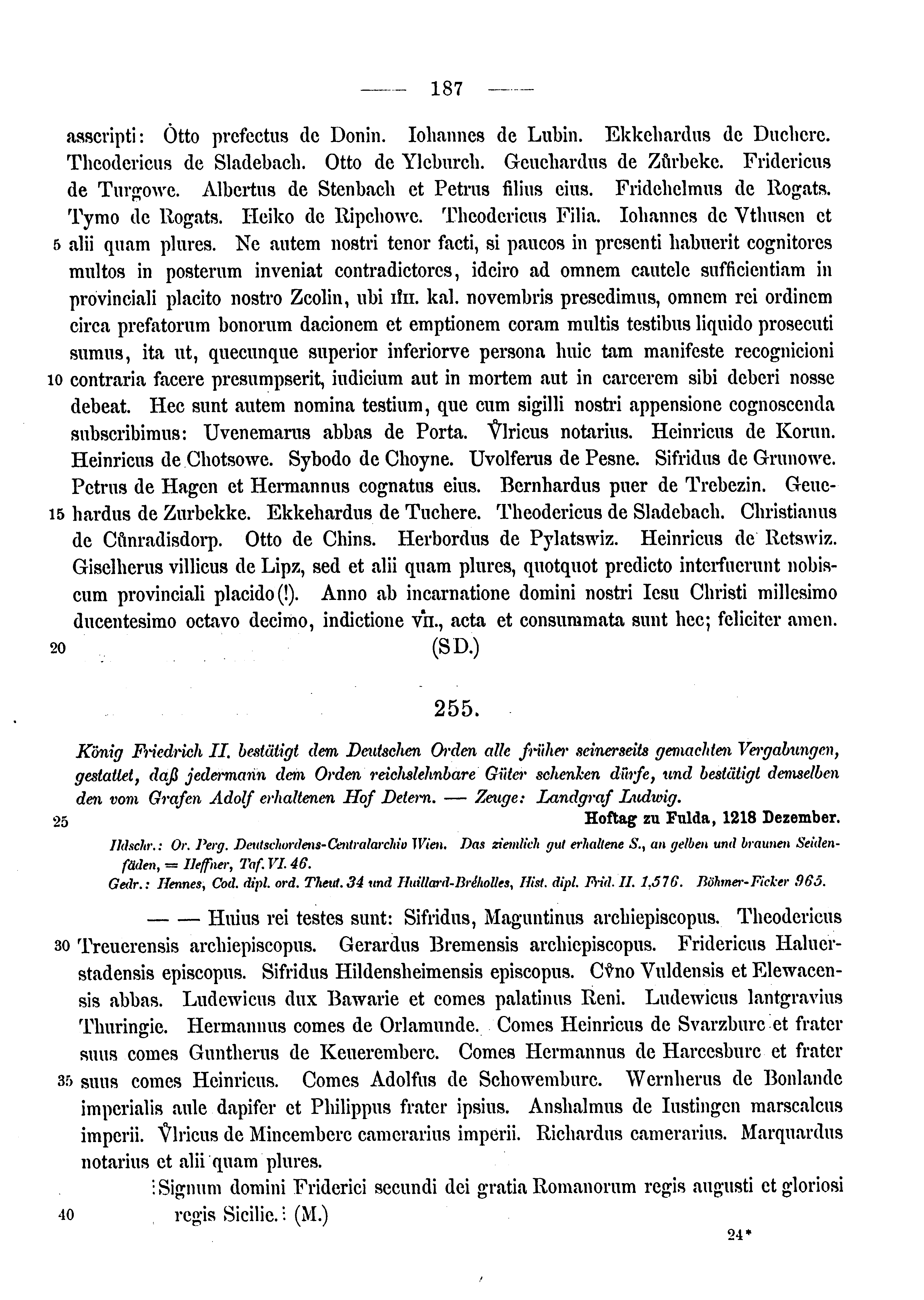 Historische Urkunde Seite 187 aus Band cds1a3