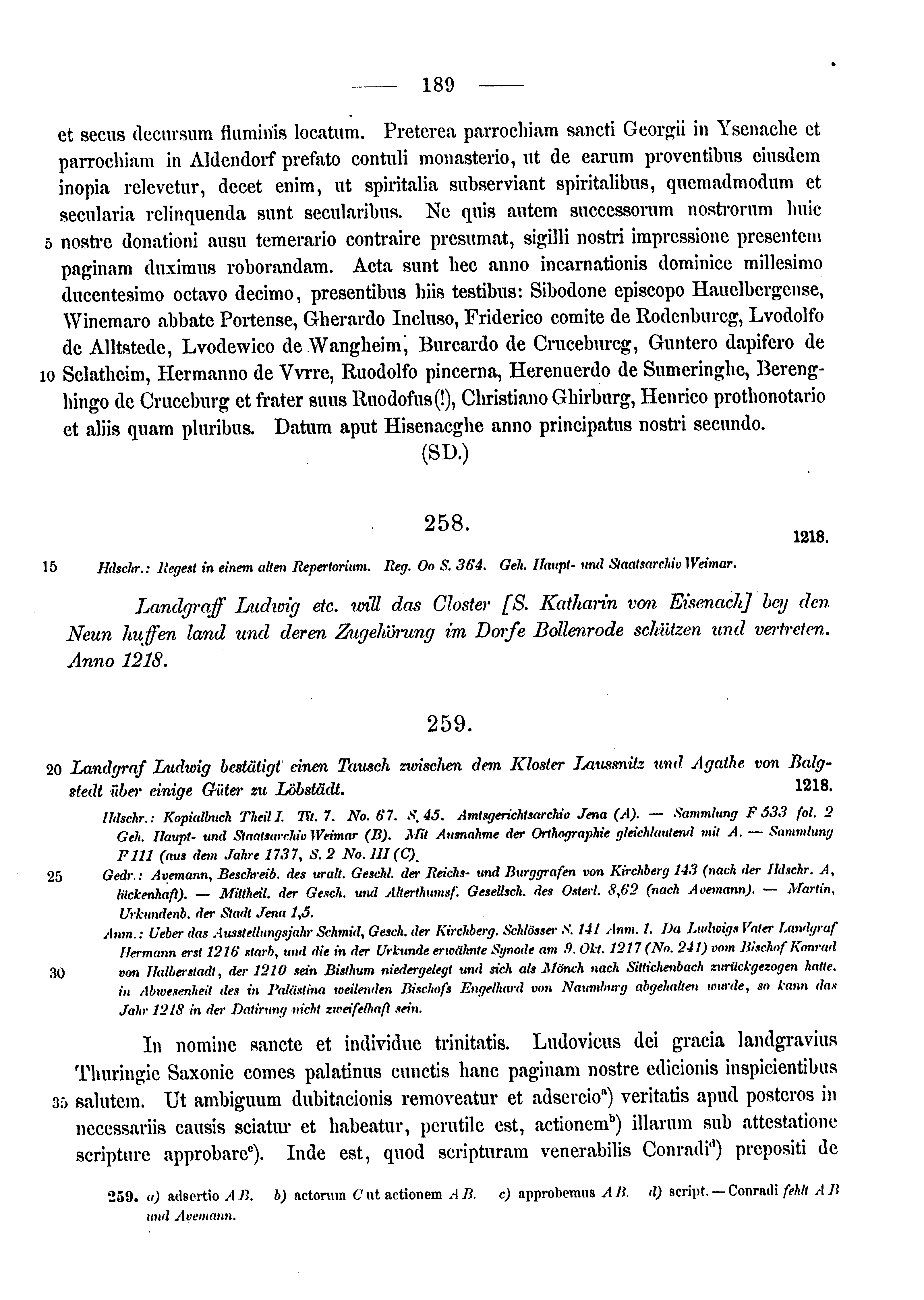 Historische Urkunde Seite 189 aus Band cds1a3