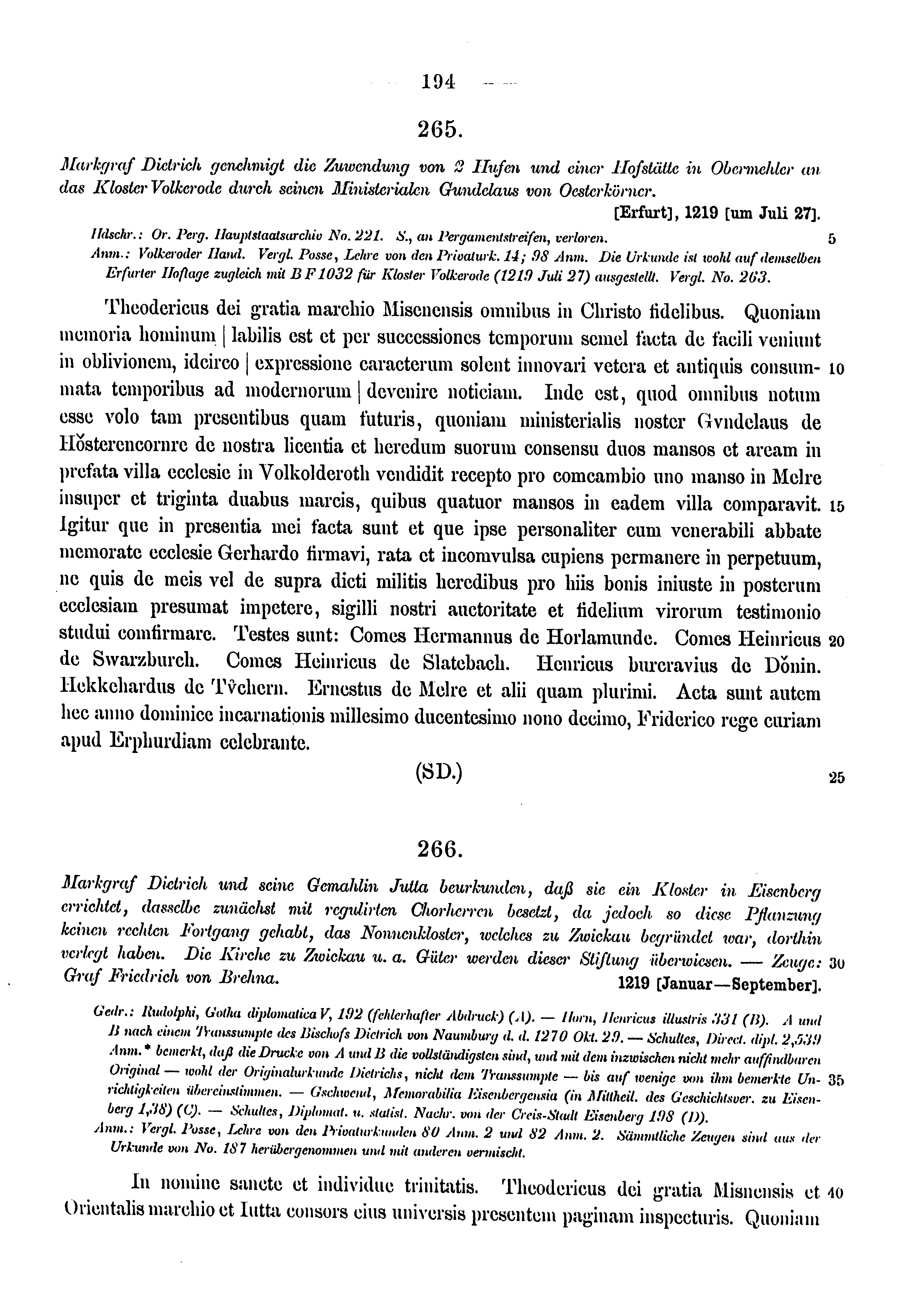 Historische Urkunde Seite 194 aus Band cds1a3