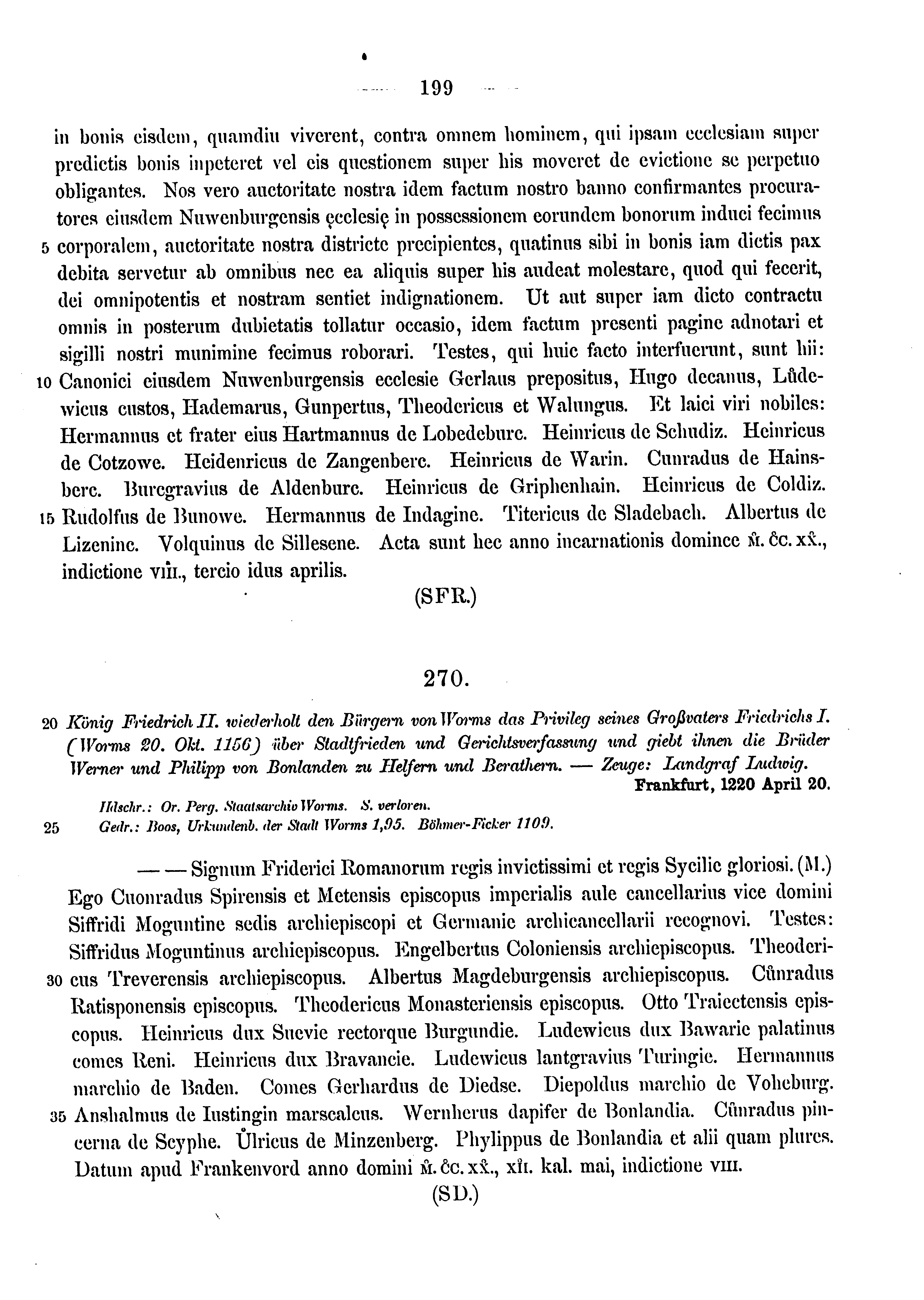 Historische Urkunde Seite 199 aus Band cds1a3