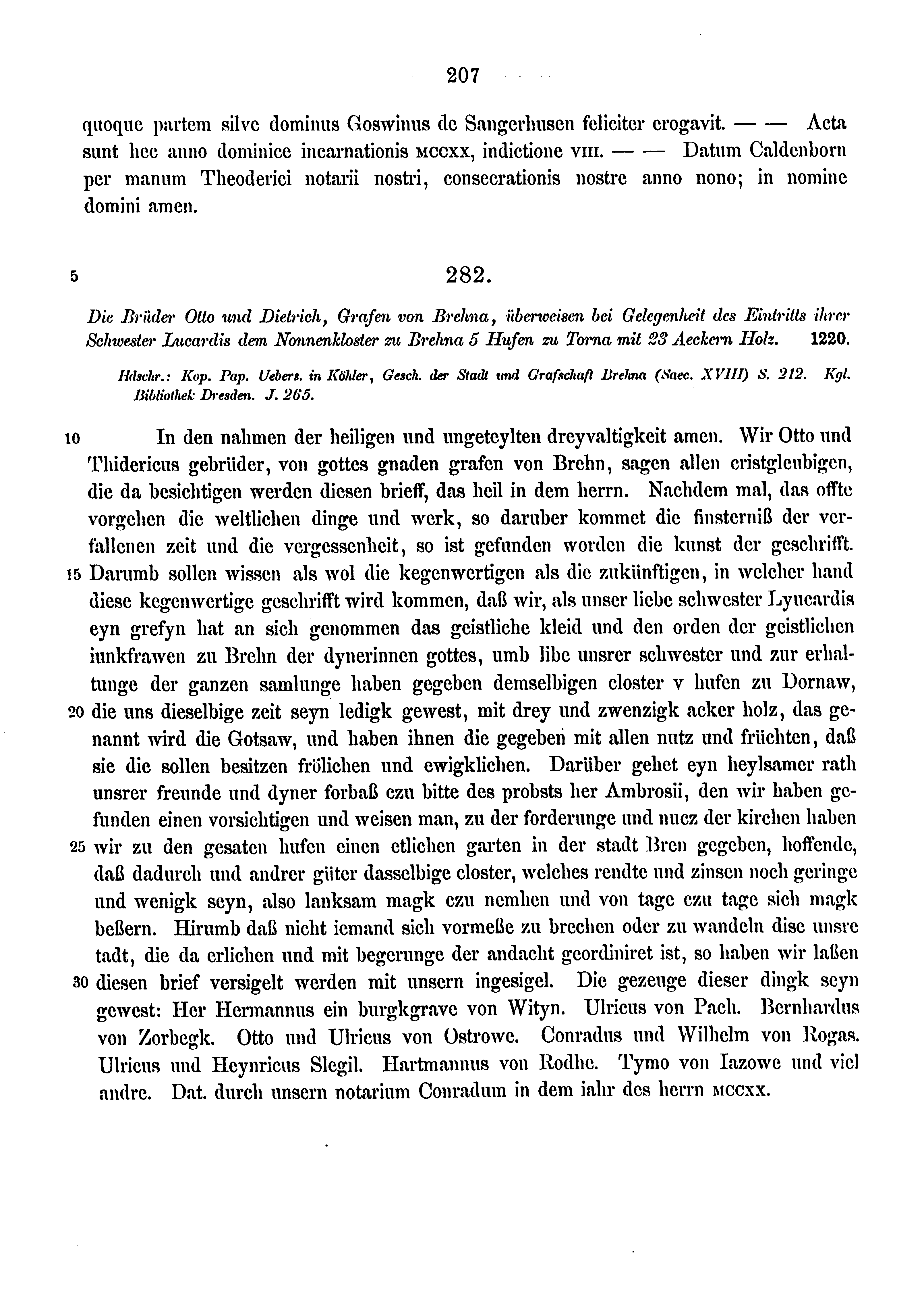 Historische Urkunde Seite 207 aus Band cds1a3
