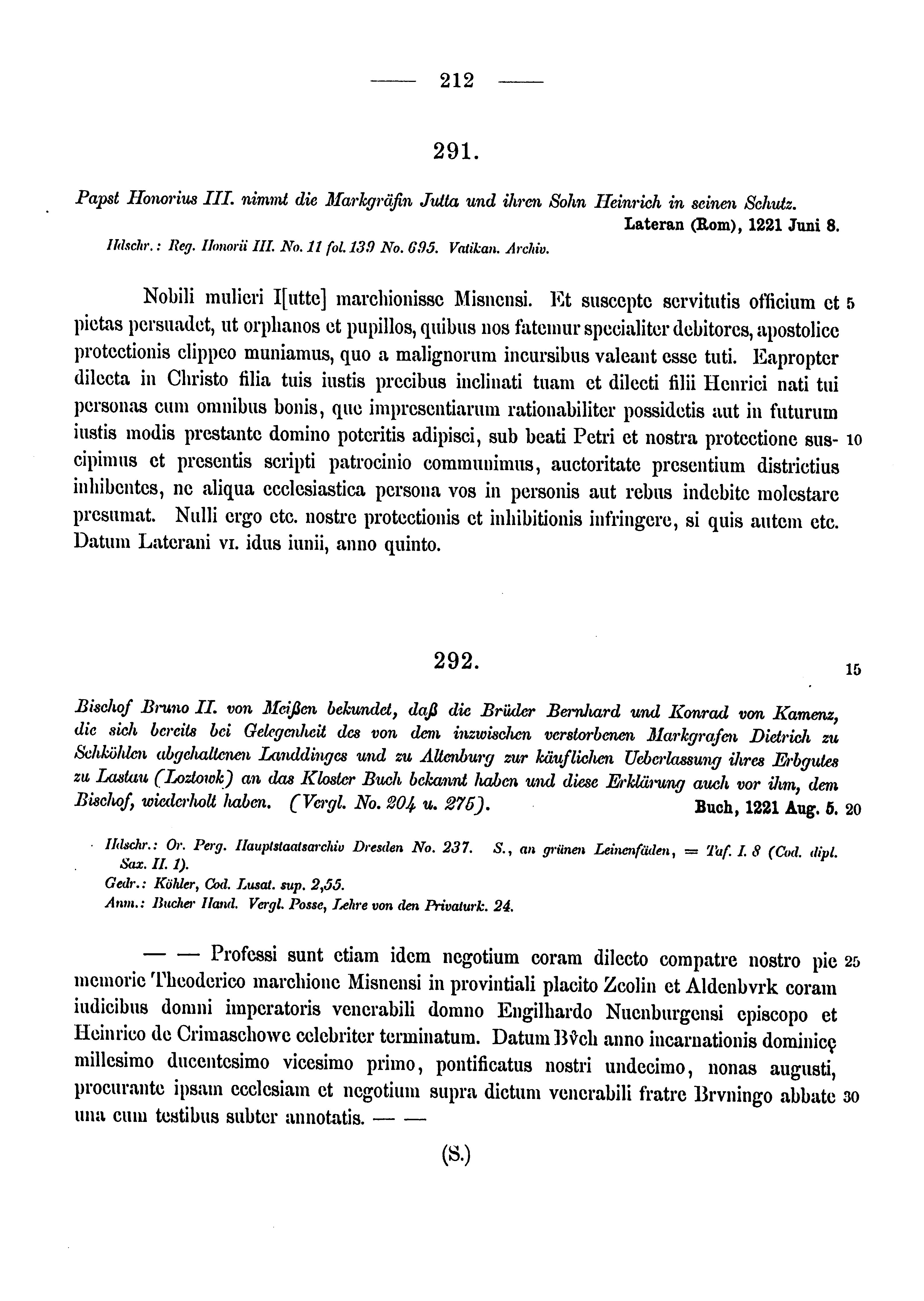 Historische Urkunde Seite 212 aus Band cds1a3