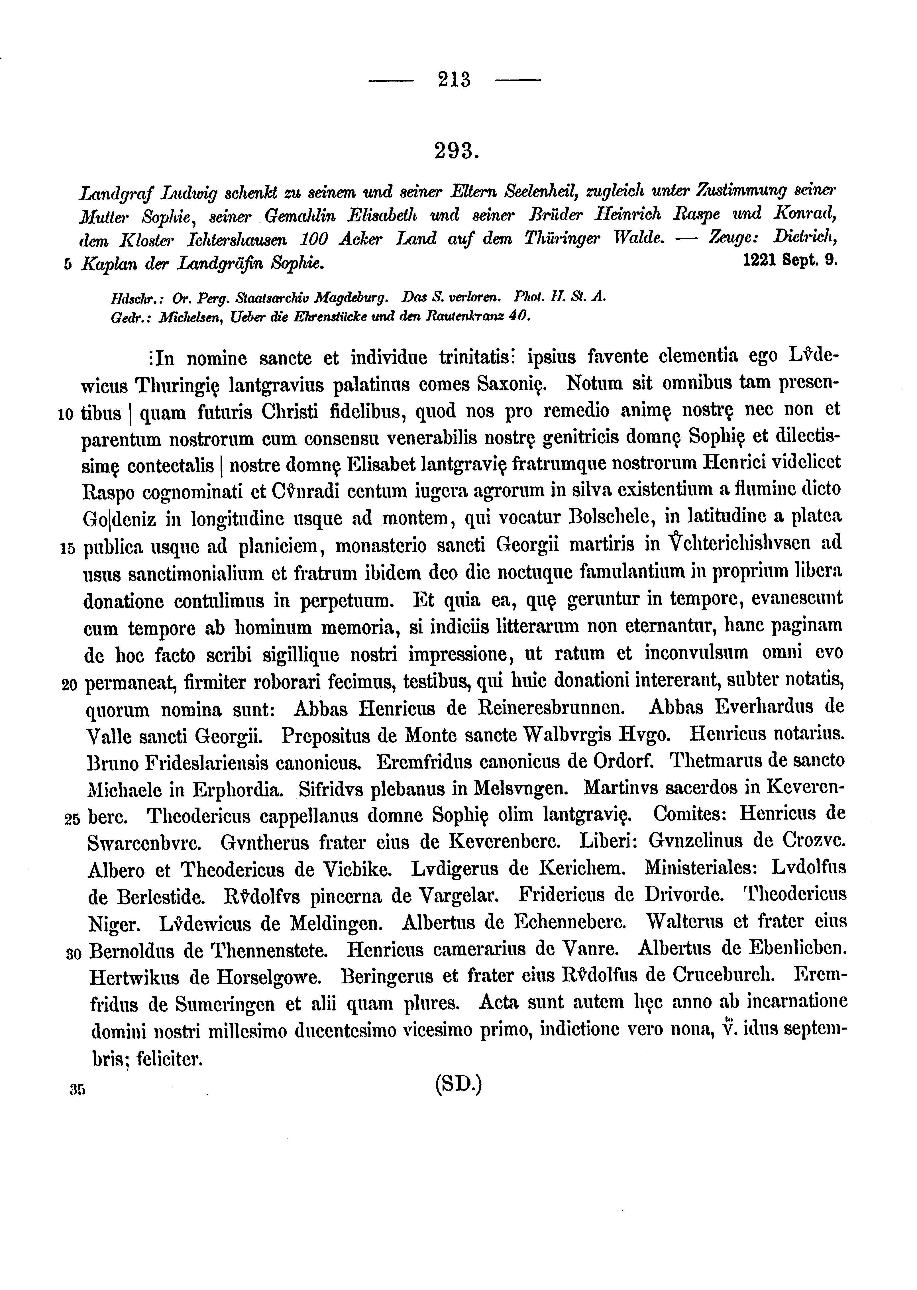 Historische Urkunde Seite 213 aus Band cds1a3
