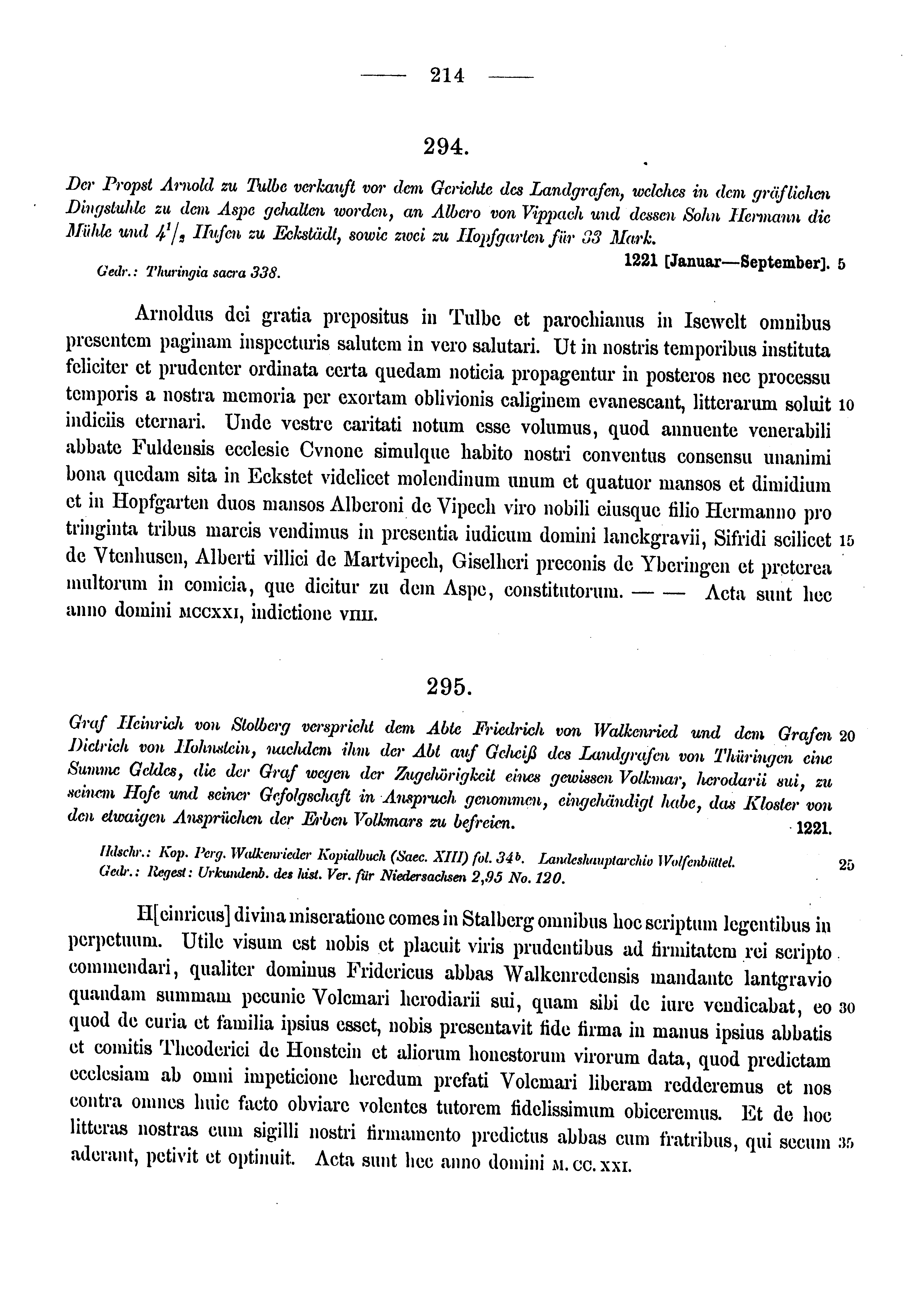 Historische Urkunde Seite 214 aus Band cds1a3