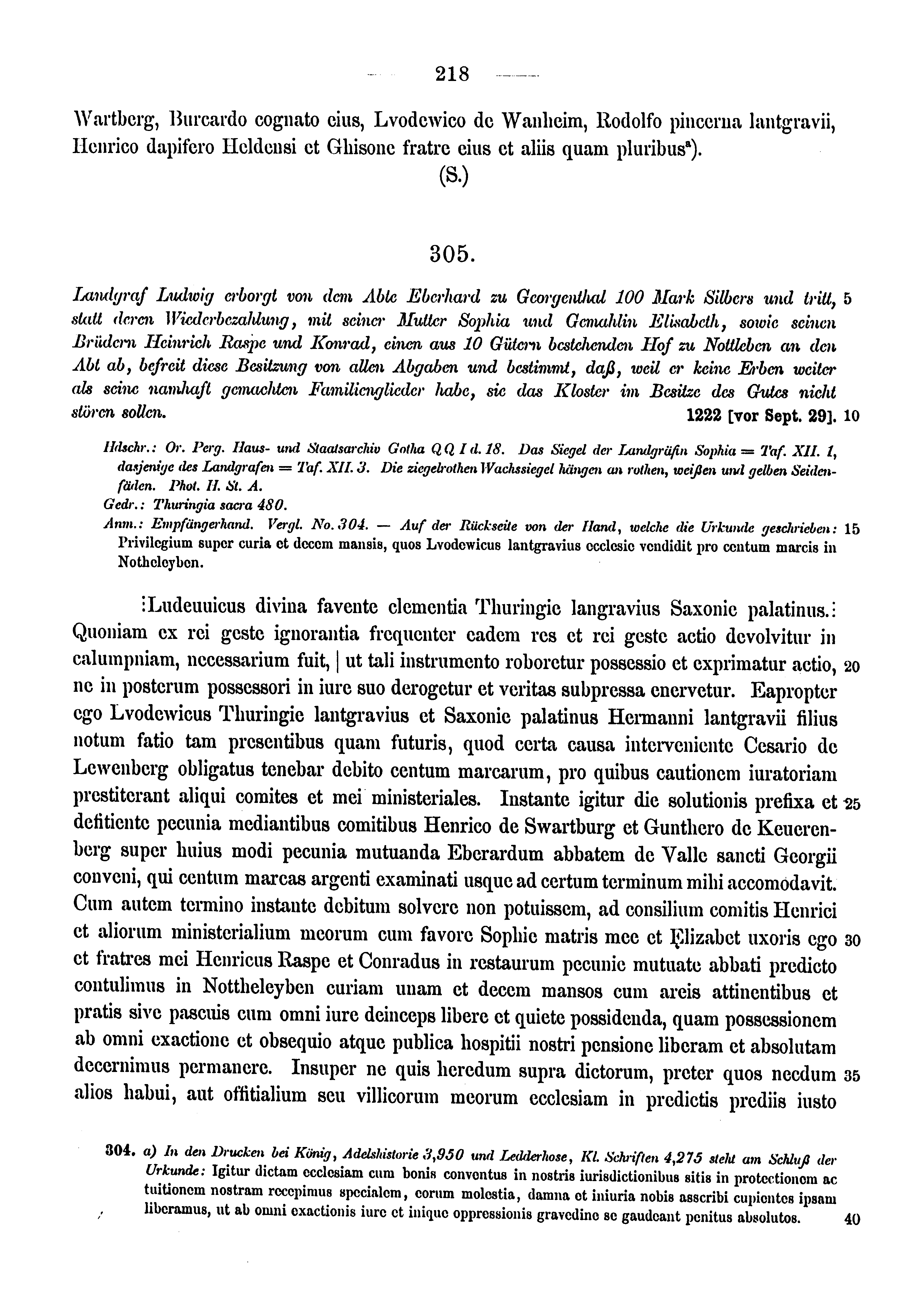 Historische Urkunde Seite 218 aus Band cds1a3