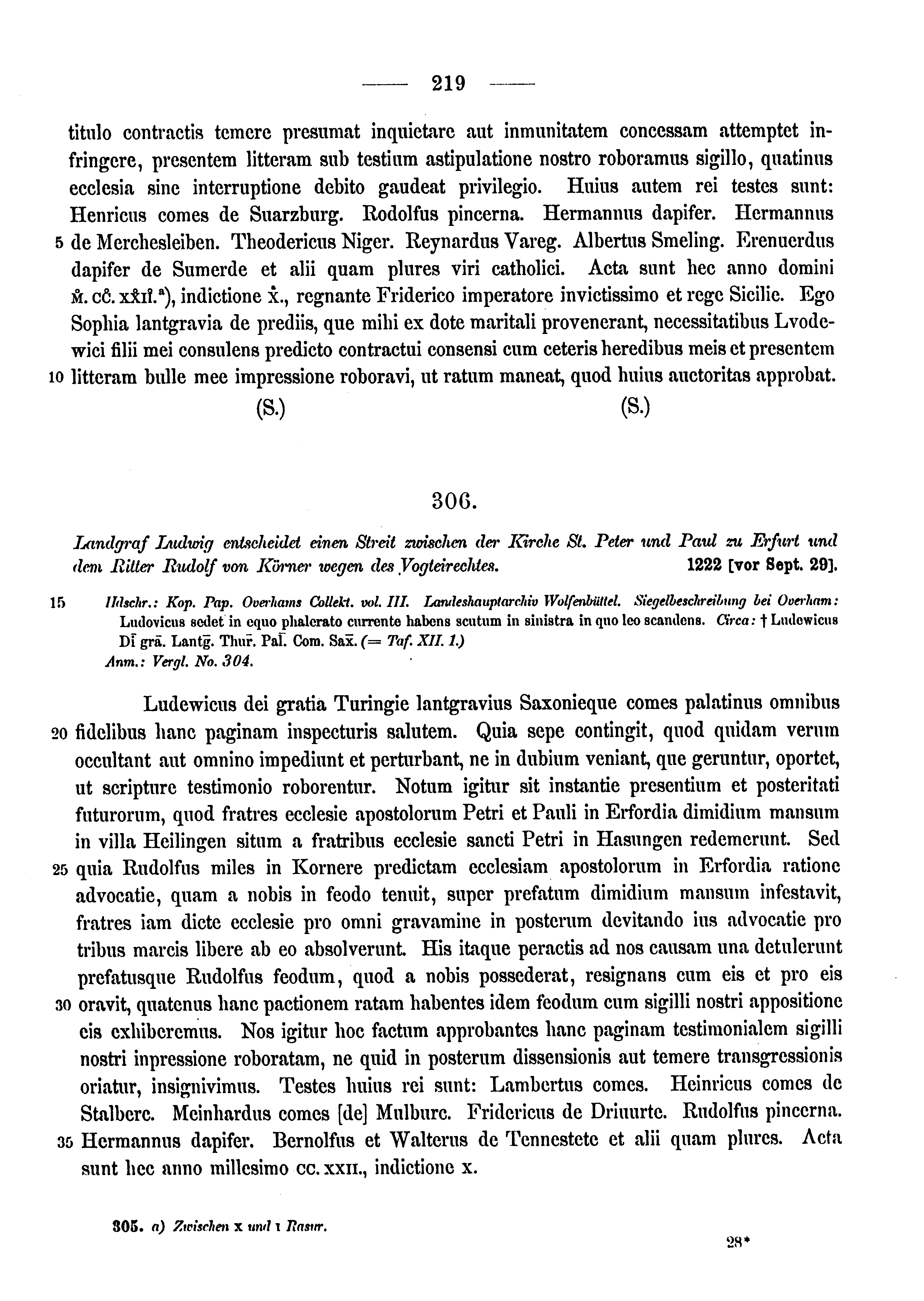 Historische Urkunde Seite 219 aus Band cds1a3