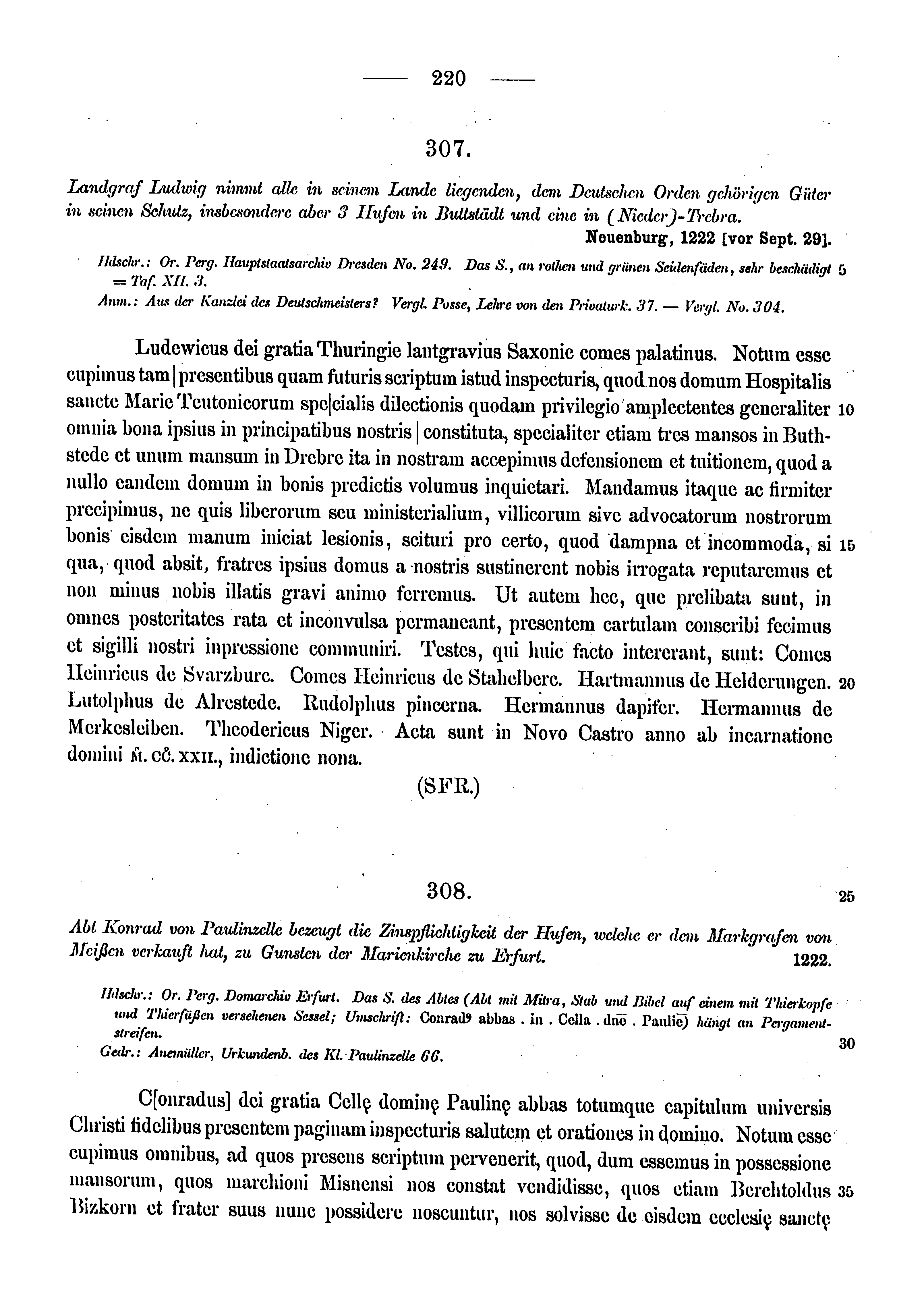 Historische Urkunde Seite 220 aus Band cds1a3