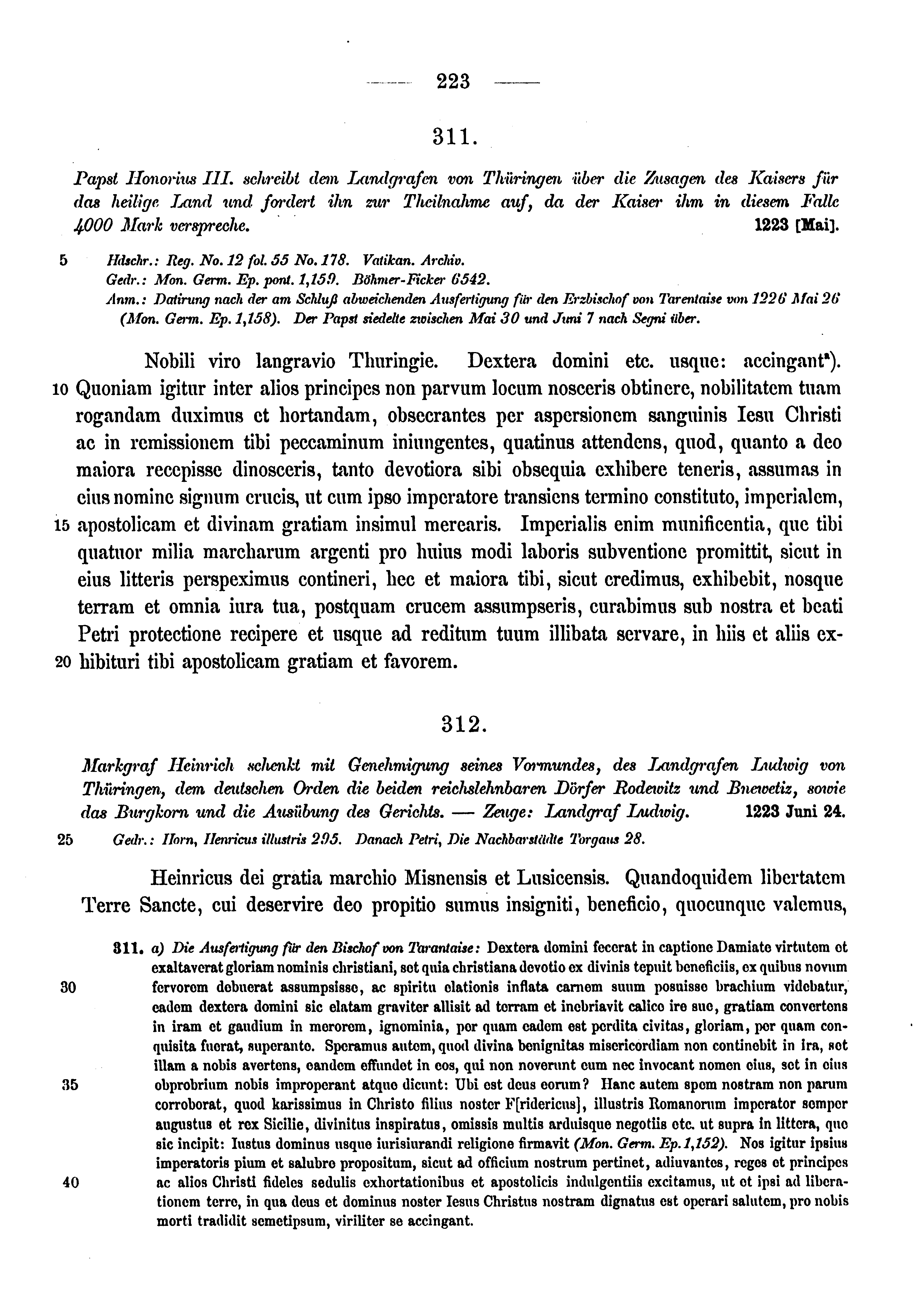 Historische Urkunde Seite 223 aus Band cds1a3